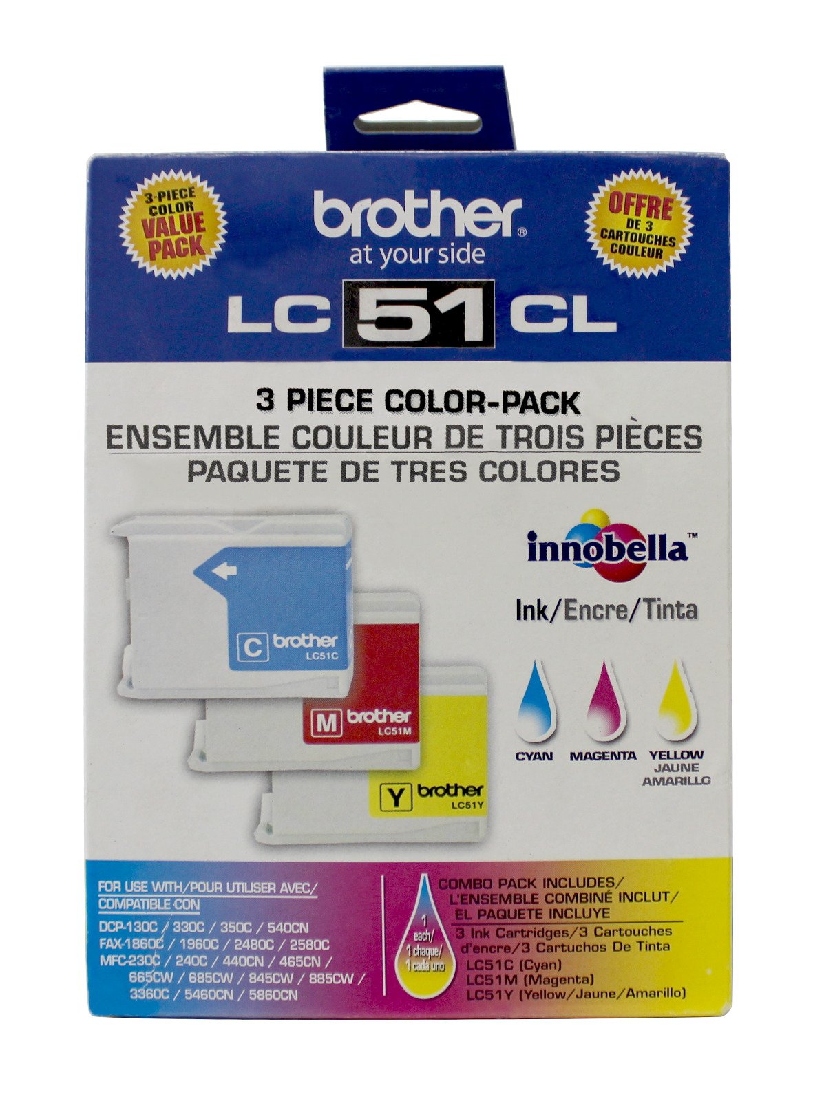 Brother LC513PKS - 3 Pack - Retail Packaging-Cyan Magenta Yellow