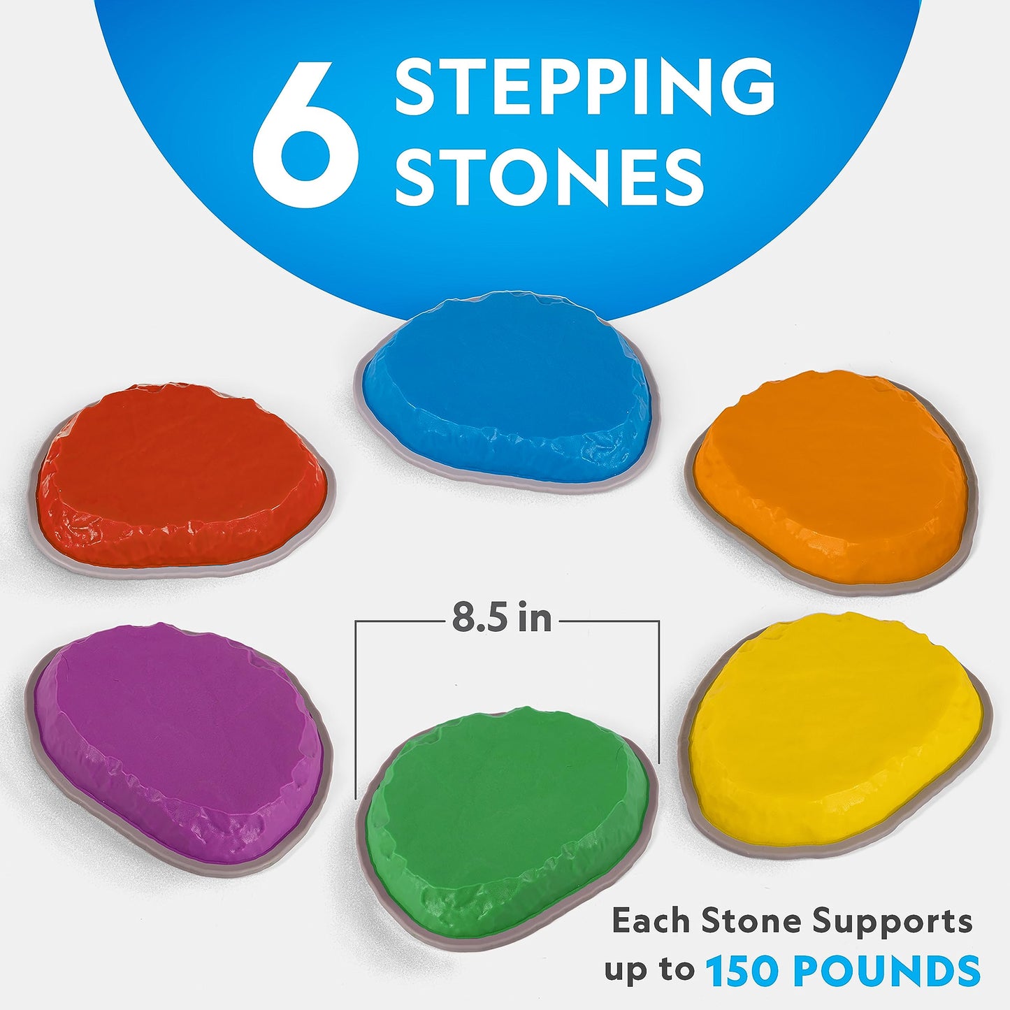 National Geographic Stepping Stones for Kids – Durable Non-Slip Balance Stones Encourage Toddler Gross Motor Skills, Indoor & Outdoor Toys, Obstacle Course (Set of 6)