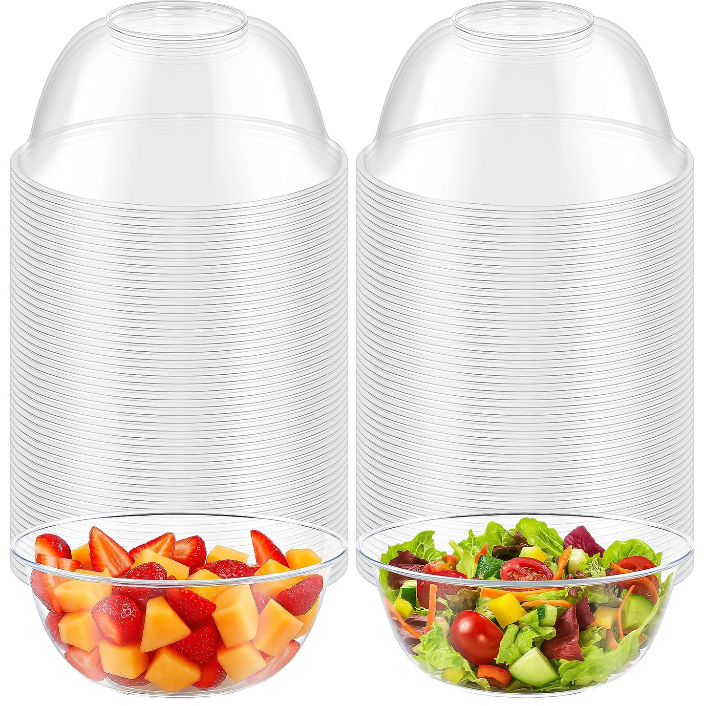 100 Pack 12 oz Clear Plastic Bowls Disposable Ice Cream Dessert Serving Salad Hard Small Bowls for Party Catering Fruits Parfaits Snacks