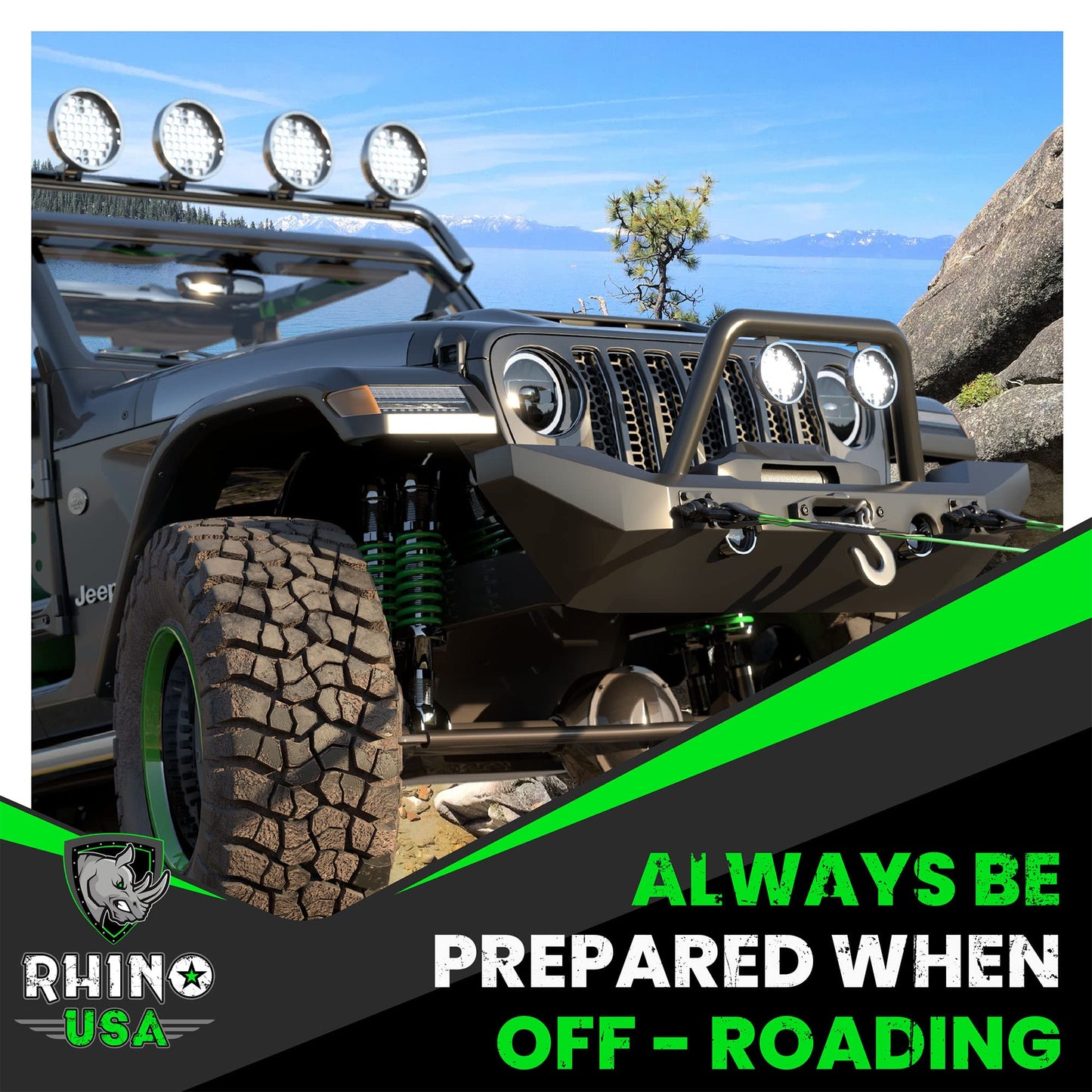 Rhino USA D Ring Shackle 2 Pack (41,850lb Break Strength) – 3/4” Shackle with 7/8 Pin for use with Tow Strap, Winch, Off-Road Truck Vehicle Recovery, Best Offroad Towing Accessories (Black)