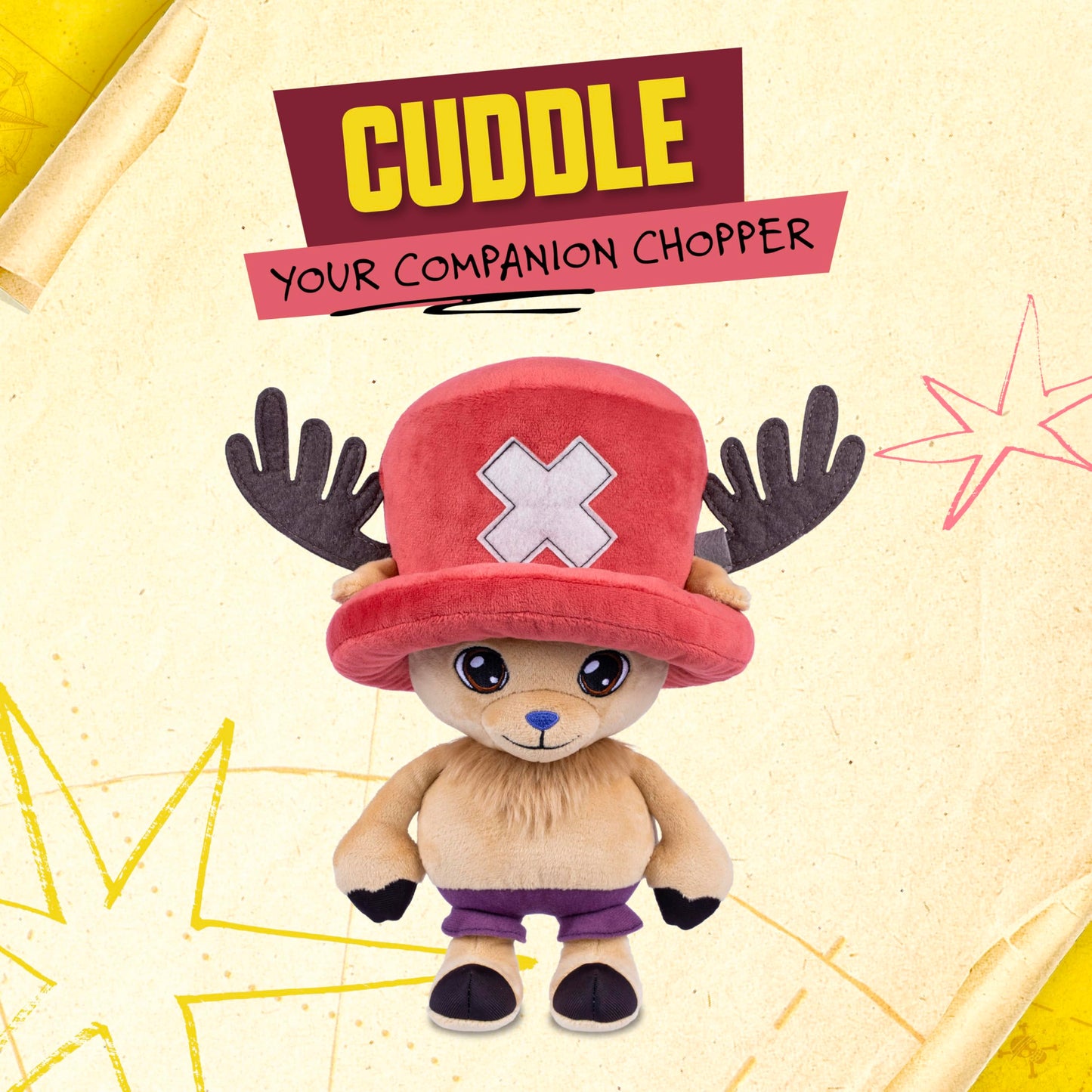 One Piece Large Plush Chopper, 12" (30 cm), Soft and Cuddly, Perfect for Snuggling, Displaying, or Collecting
