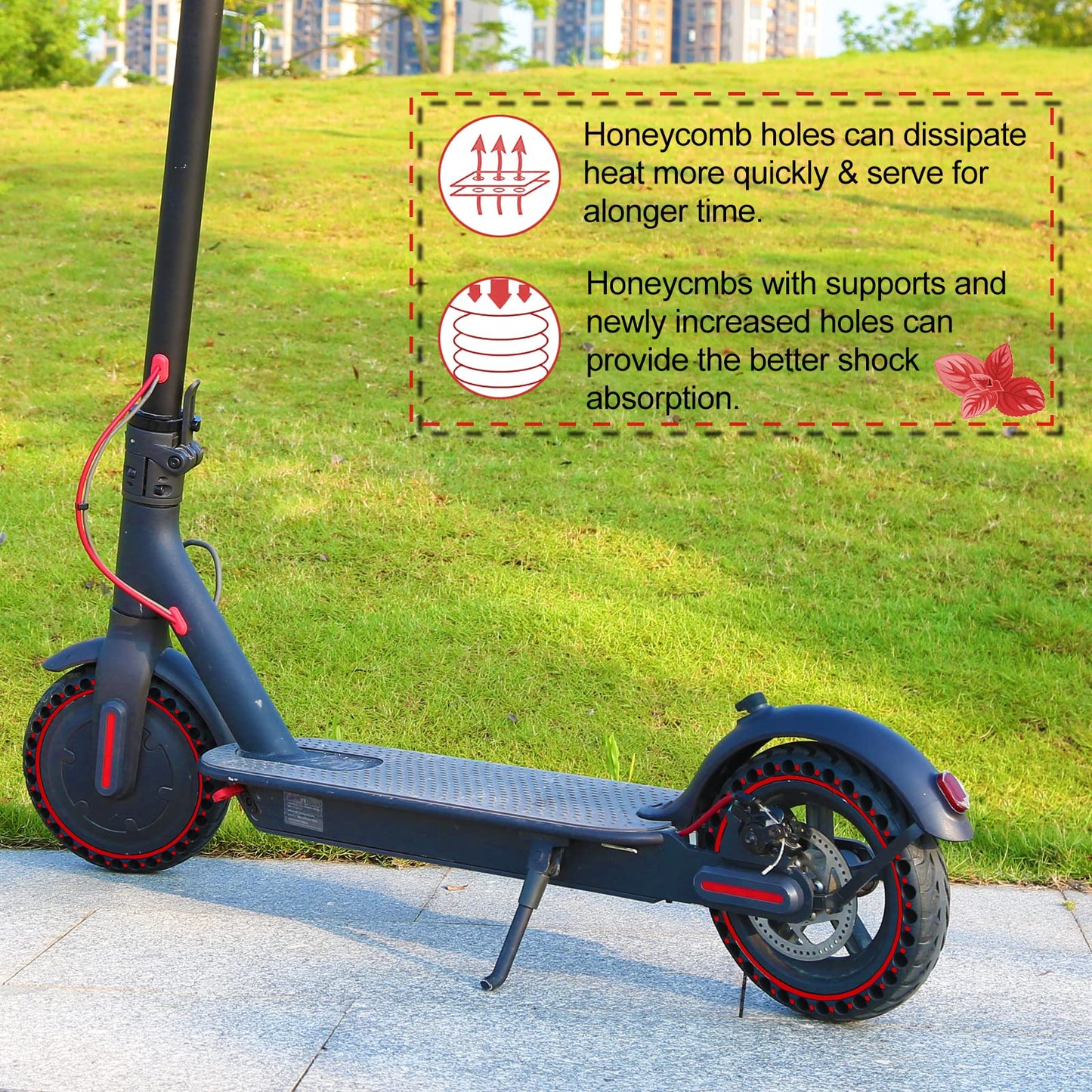 BANGTING 2PCS 8.5x2 inches Solid Tires for Electric Scooter, 8 1/2 x2 Tire for Gotrax GXL V2 / XR/APEX, 50/75-6.1 Tire Replacement for Xiaomi Pro 2 / M365 / 1S (Red (no tools))