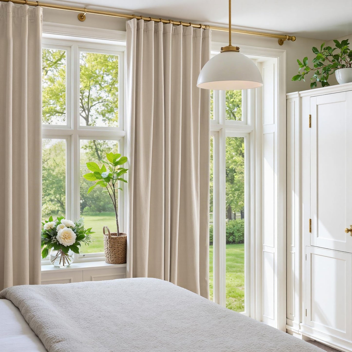 Lazzzy Beige Velvet Curtains 96 Inches Long Thermal Insulated Drapes for Living Room Bedroom Window Treatments Light Reducing Super Soft Luxury Rod Pocket 2 Panels Beige