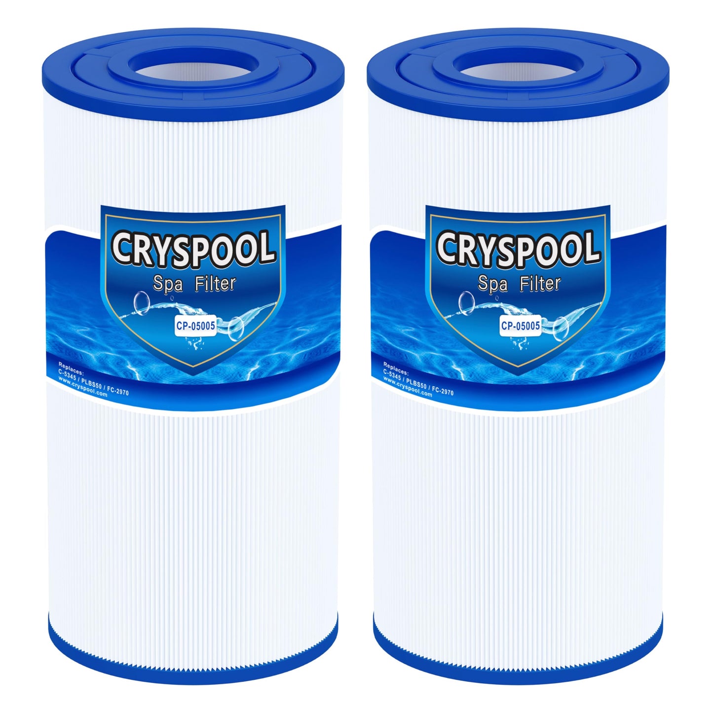 Cryspool® 05005 Filter Compatible with C-5345, R173584, 817-0014, PLBS50/-M, FC-2970, PLBS50, 45 Sq. Ft Spa Filter Cartridge, 2 Pack