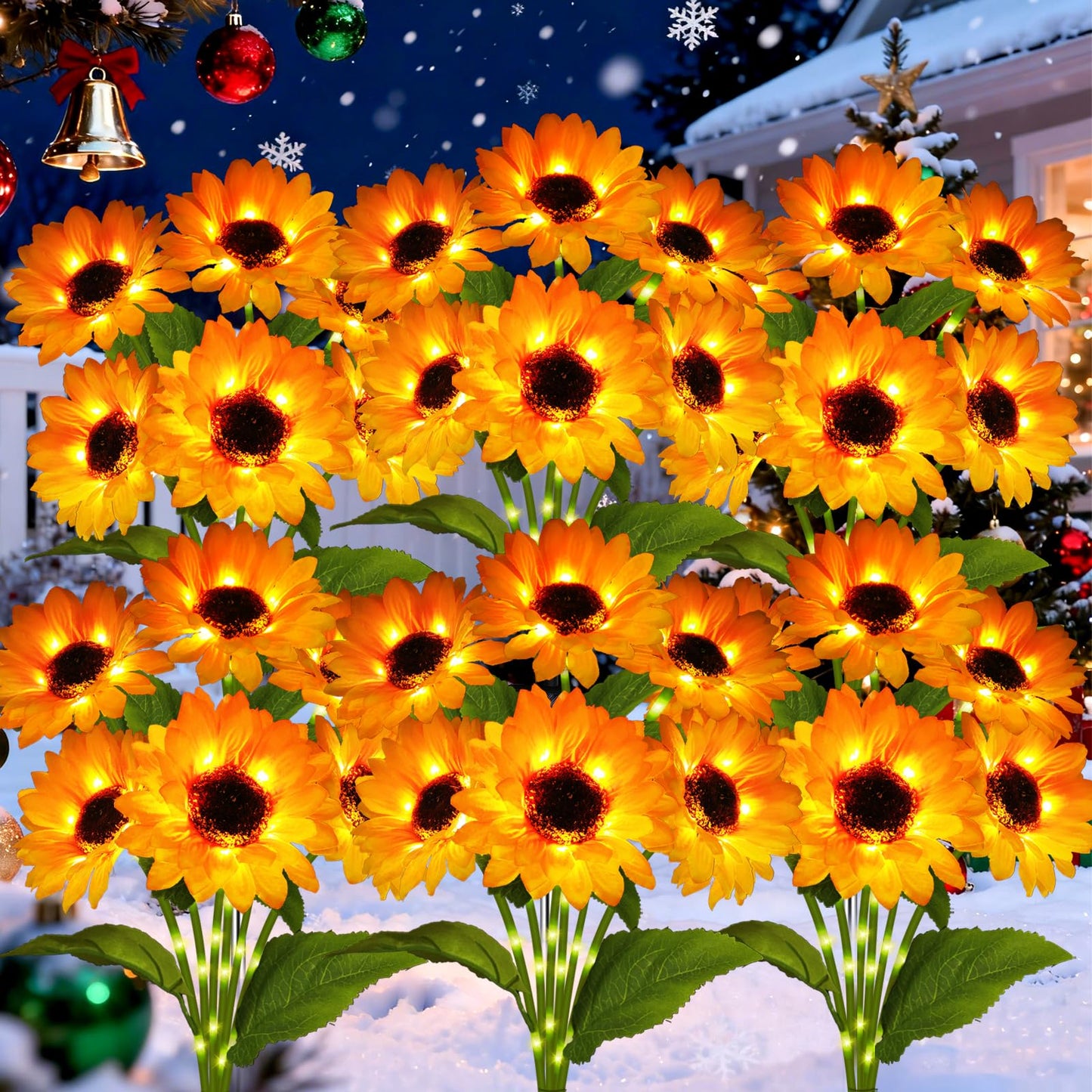 yulloyello 6 Pack Solar Sunflower Garden Lights 36 Vibrant Sunflowers LED Outdoor Decorative Stake Lights for Yard, Patio, Lawn, Pathway, IP65 Waterproof, Christmas Gift for Mom, Grandma, and Friends
