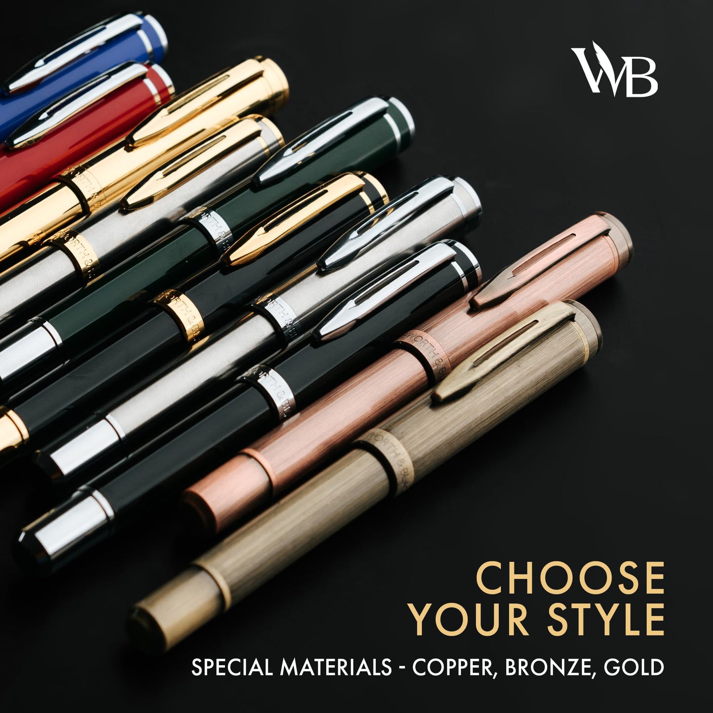 Wordsworth and Black Fountain Pen Mini EDC: Luxury Green Heavy Pocket Pen, Chrome Finish, Medium Nib, 6 Ink Cartridges, Ink Converter, Travel Refillable Writing Pen Gift Set, Men & Women