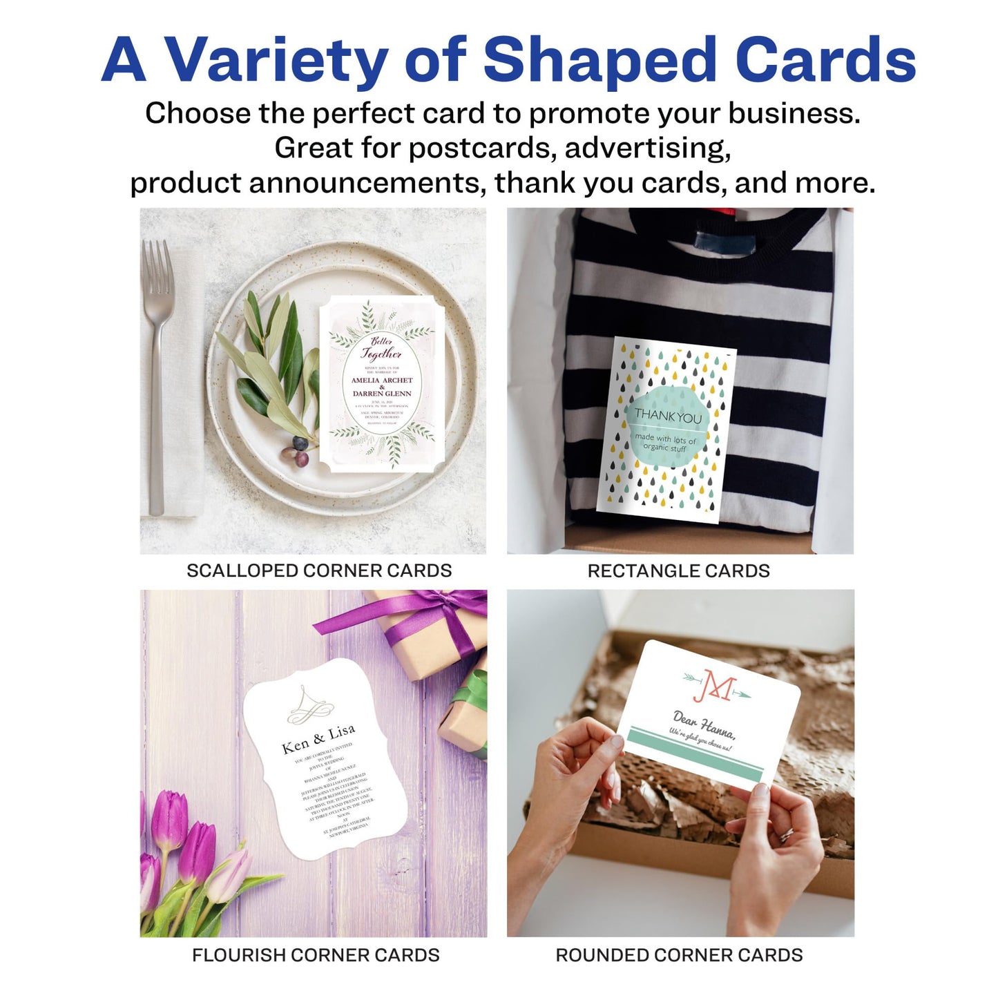 Avery Printable Postcards with Sure Feed Technology, 4" x 6", White, 2 Packs, 100 Cards per Pack, 200 Blank Postcards for Laser Printers Total (15389)