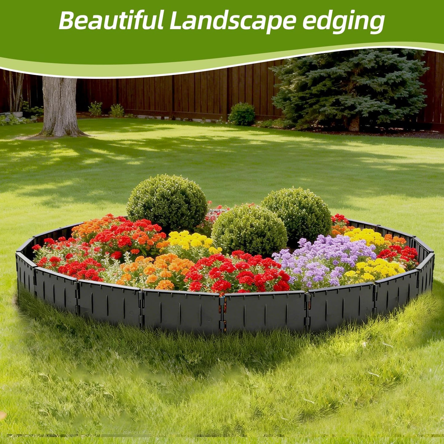 80PCS Garden Edging Border - 40FT Sturdy Landscape Flower Bed Lawn Edging Borders, Heavy Duty Plastic Garden Fence Landscape Border, Interlocking Design for Patio Yard Pathway Sidewalk