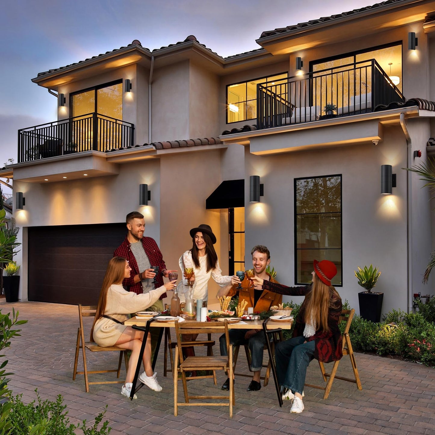 4 Pack 8.66 inch Modern Exterior Light Fixtures Outdoor Wall Light Porch Light Fixture,Modern Exterior Light Fixture, Anti-Rust Outdoor Sconce for Front House,Black Up and Down Lights Outdoor.