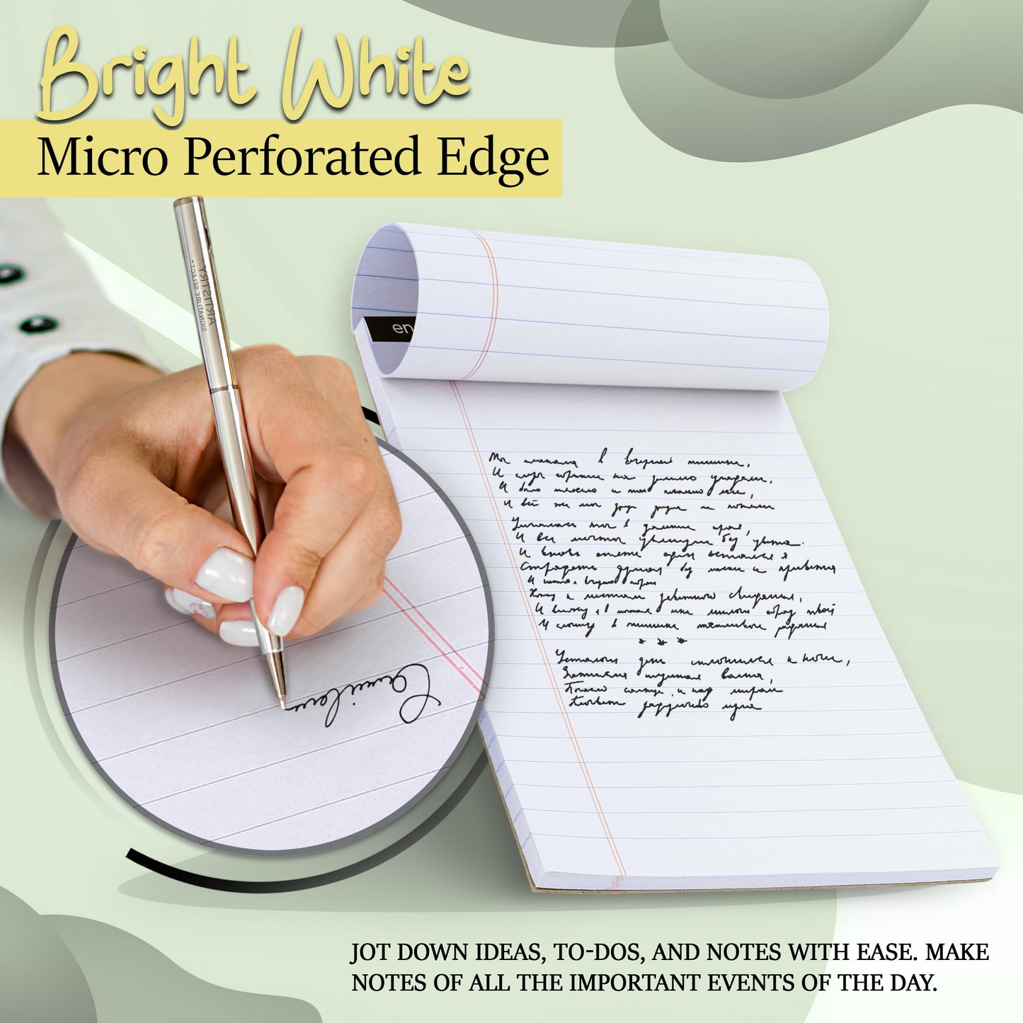 Enday Legal Pads 8.5 x 11 Inch, (12 Pack) 50 Sheets per Notepad, Note Pads, Legal Ruled Writing Pad with Perforated Pages, White Paper Legal Pad for Work and Note-Taking