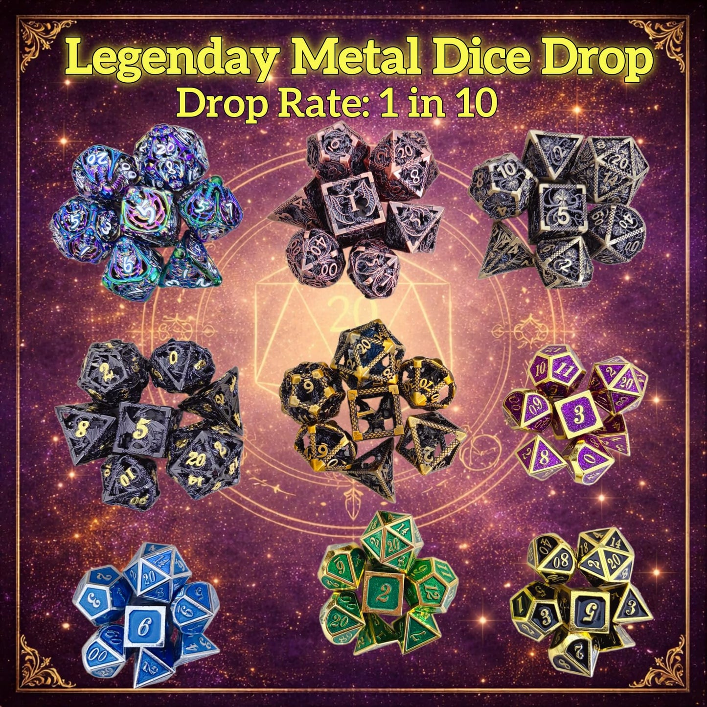 DND Mystery Dice Set, 7 Polyhedral RPG Dice + Random Loot Bag Reward, Gift for RPG Player, DM & Dice Goblin,Tabletop Games (6-Pack)