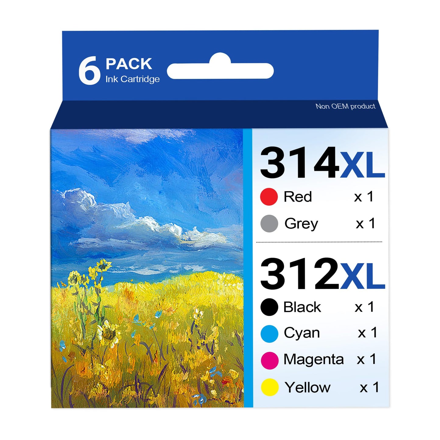 GORLENKE 312XL / 314XL High Yield Ink Cartridge 6/Pack - Replacement for 312XL 314XL Ink Cartridge Expression Photo XP-8500 XP-8600 XP-15000 Printer Ink