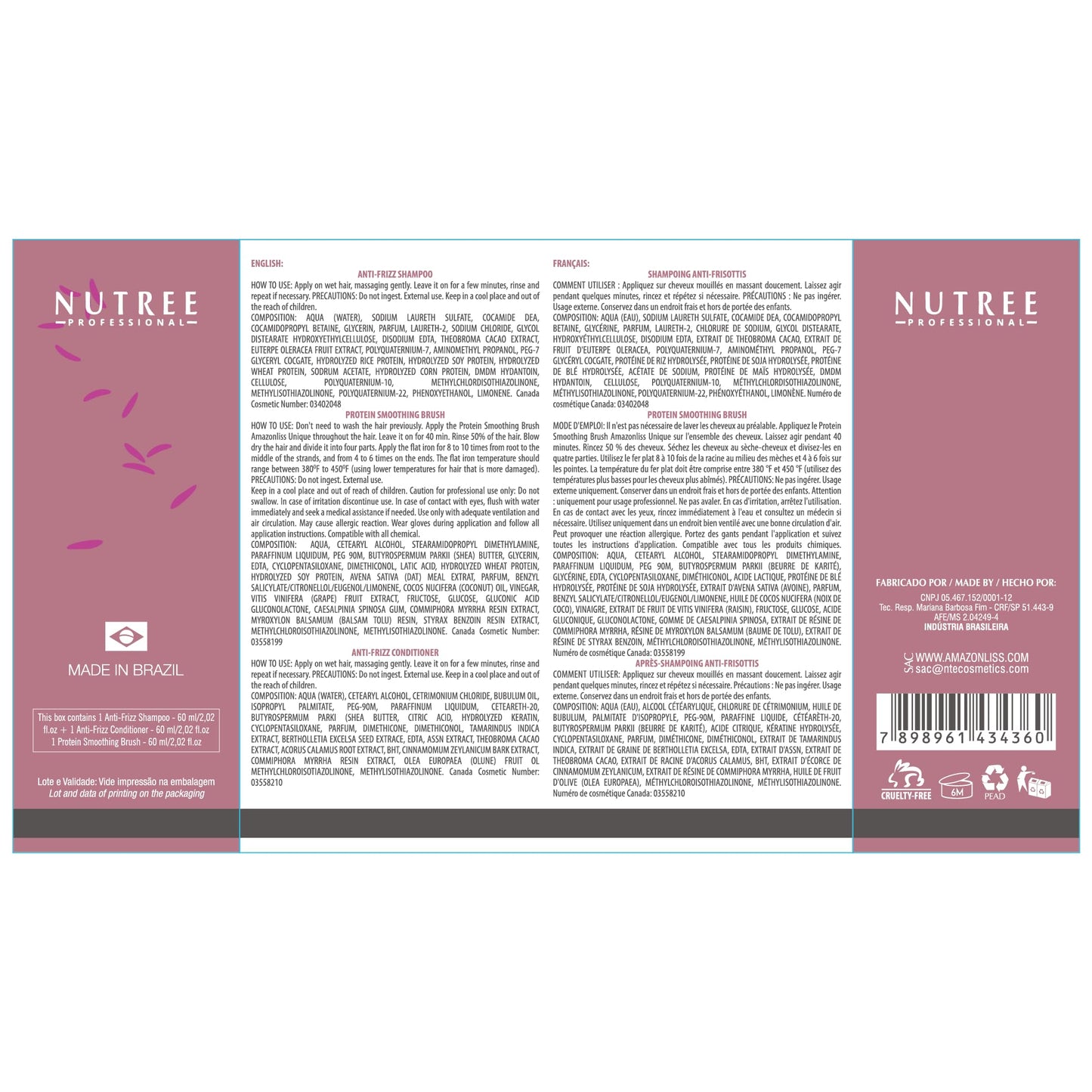 Brazilian Keratin Treatment Complex kit 2.03 oz/60ml – Formaldehyde-Free Three-Step Protein Treatment (Amazonliss 3 Steps Keratin 60 ml set)