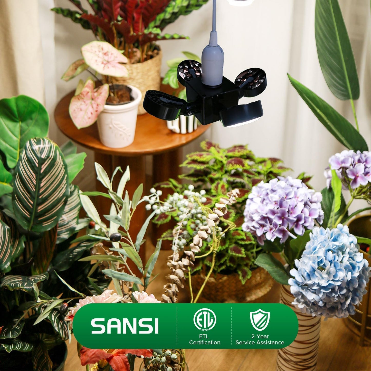 SANSI Grow Lights for Indoor Plants, Full Spectrum with Remote Control, Dimmable, Auto On Off 4 8 12 Hrs Timer, 40W (400 Watt Equiv) Plant Light with Optical Lens for Indoor Greenhouse, E26 Base