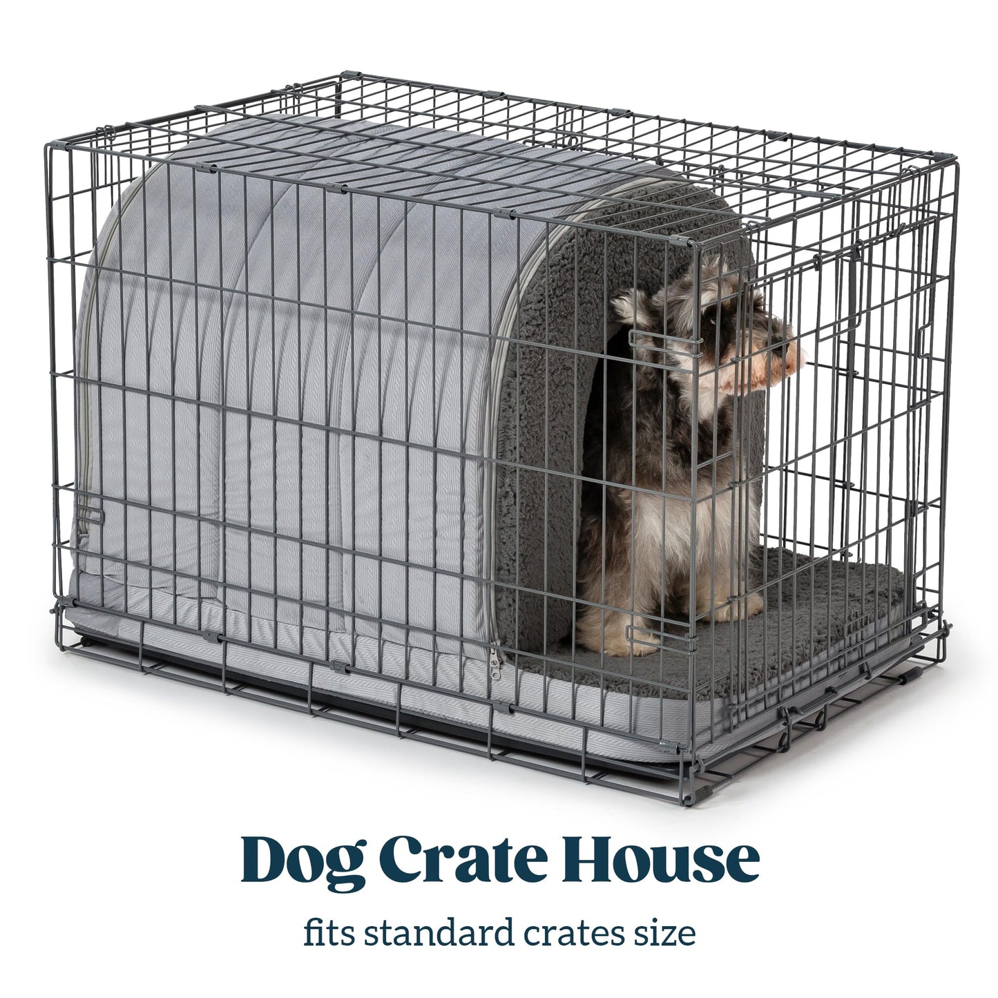 Pelzin Orthopedic Dog Bed House - Dog House Indoor with Egg-Crate Foam - Tent Bed with Waterproof Lining & Nonskid Bottom, Ideal for Small Breeds & Fits 24-Inch Crate - 23"x16", Charcoal