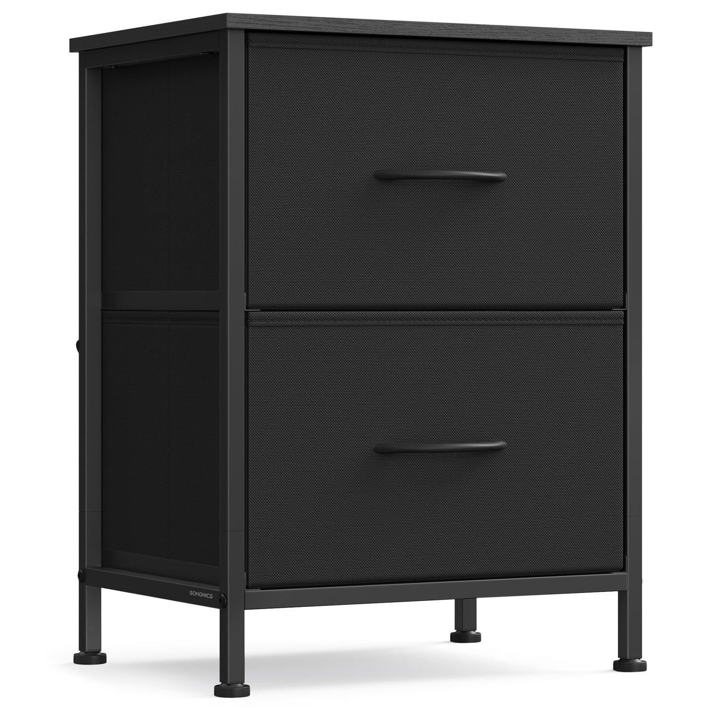 SONGMICS BELLAH Collection - Dresser for Bedroom, Chest of Drawers, Nightstand, 2 Drawers, Storage Organizer Unit, Closet, Entryway, Modern, Ink Black and Ebony Black ULGS312BH03