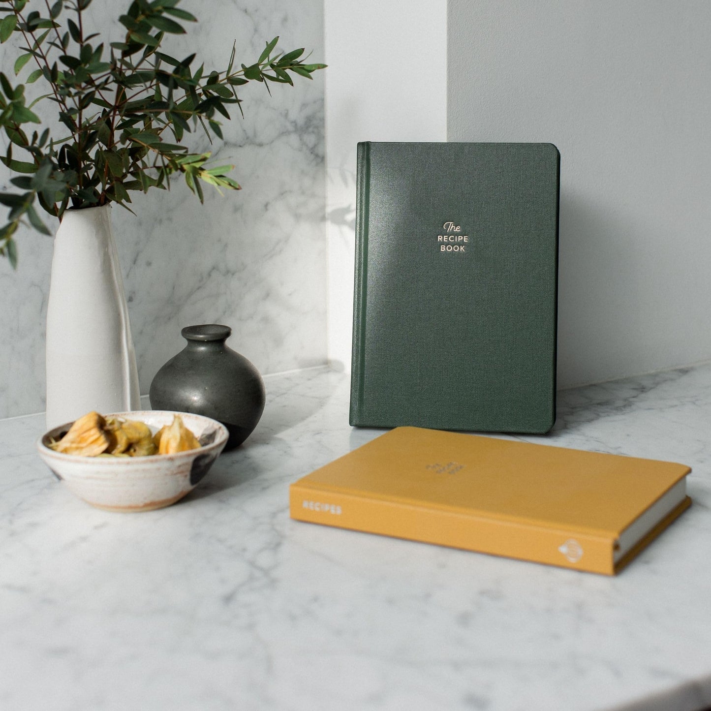 Kunitsa Co. Recipe Notebook - Keepsake Gift. Hardcover Blank Recipe Book to Write in Your Own Recipes, with Journaling Prompts about the Chef. 100 recipes (Dark Pine)