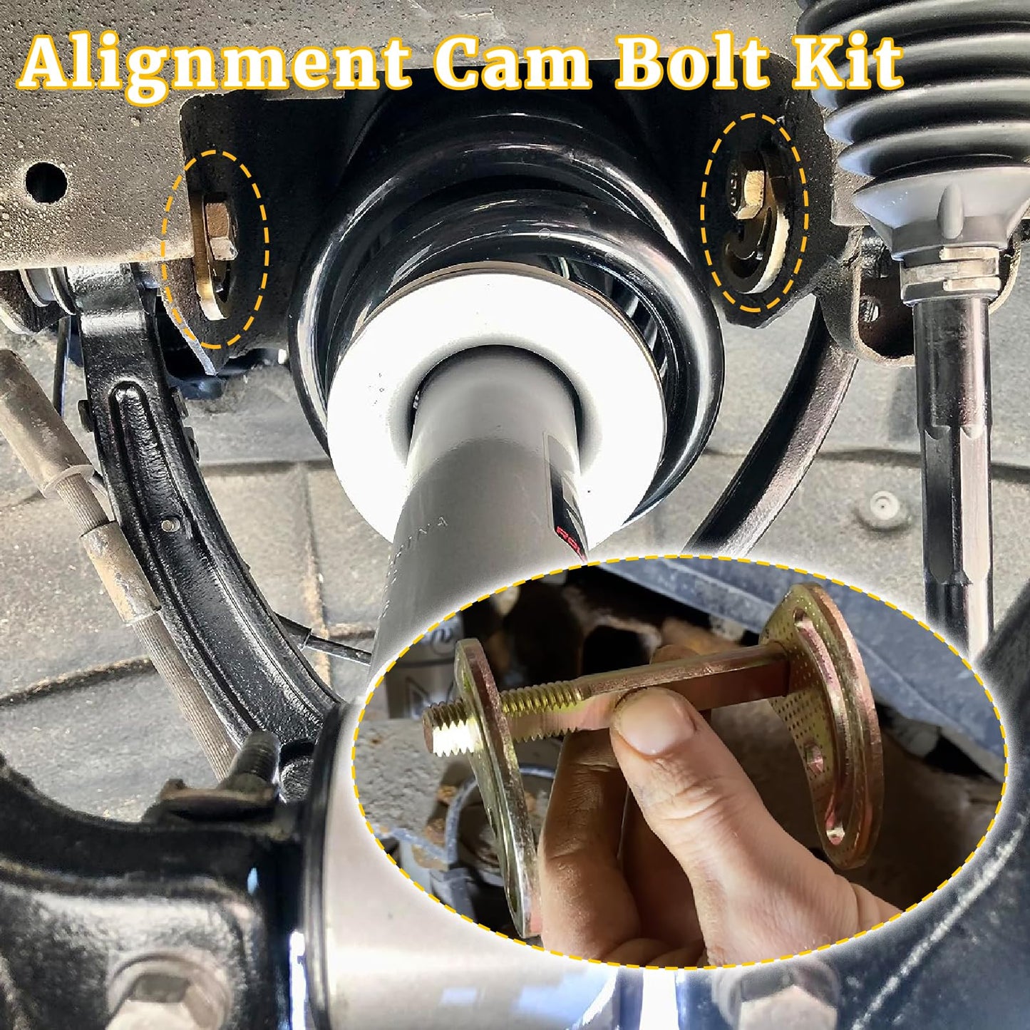 Upper Control Arm Bolts Alignment Camber Bolt Kit Fit for Chevrolet Silverado 1500 1500HD Classic GMC Yukon XL Savana Sierra Hummer H2 H2T 2WD 4WD ± 1.5° Correction Adjustment Suspension Kit 4Pcs