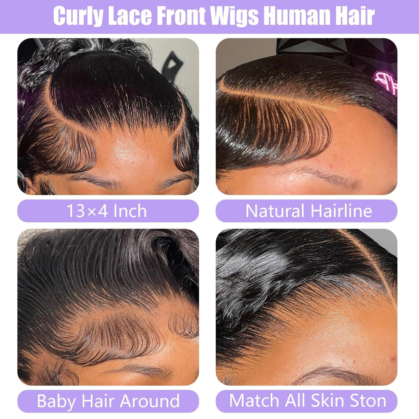 13x4 Lace Front Wigs Human Hair 14 Inch Curly Bob Wigs for Women Human Hair 200% Density Short Curly Glueless Wigs Human Hair Pre Plucked with Baby Hair Perruque Femme Humain Naturel Black