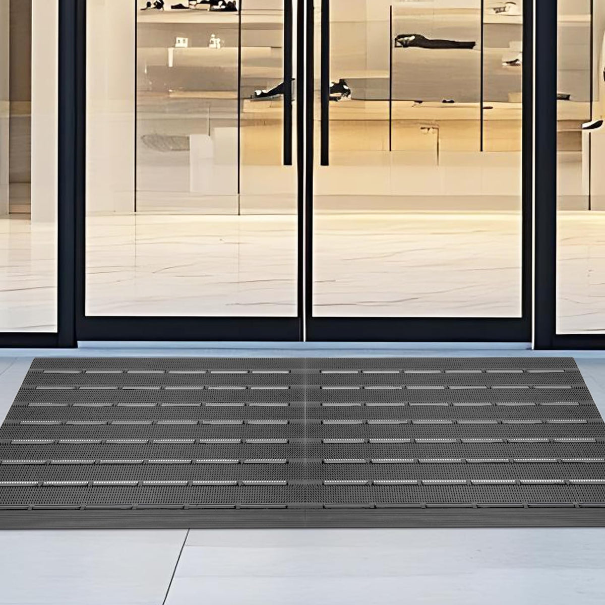 Mibao Front Door Mat, Heavy Duty Welcome Entrance Doormats, Non Slip Entryway Rubber Rugs, Dirt Trapper Waterproof Home Garage Pool Mud Mats All Weather, 30" x 18", Grey