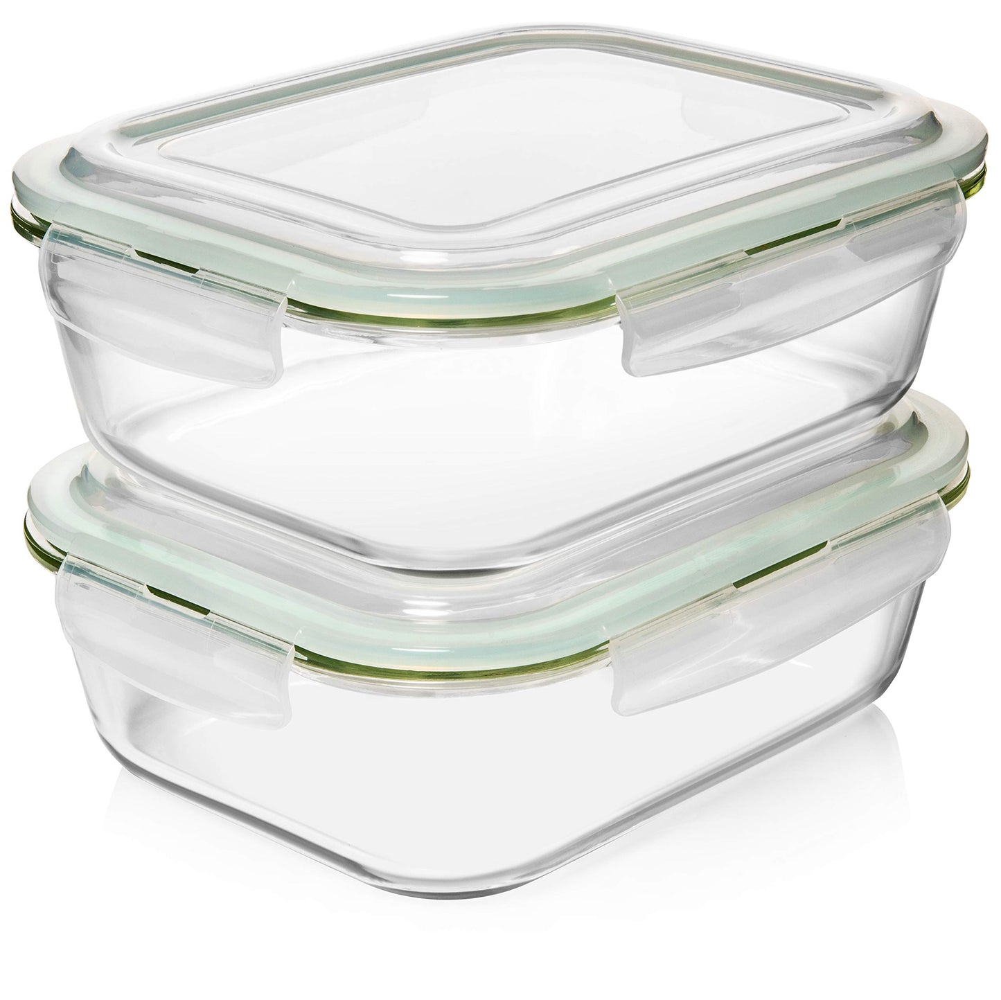 Razab 10 Cups/ 80 Oz 2 Pack Large Glass Container Food Storage with Lids - Leakproof, BPA-Free Large Meal Prep Container Ideal for Roasting Turkey, Store Leftover - Microwave & Oven Safe
