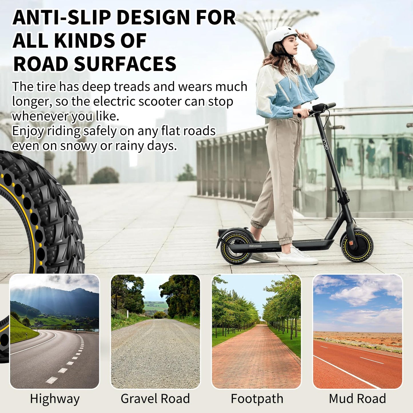 BANGTING 60/70-6.5 Scooter Tire, 10x2.5 inch Tire Solid for Segway Ninebot G30/G30D/G30E/G30LP/ G30D II/G30 Max, 10x2.5-6.5 Tires Replacement for Electric Scooter (Black) (Yellow (1PCS))