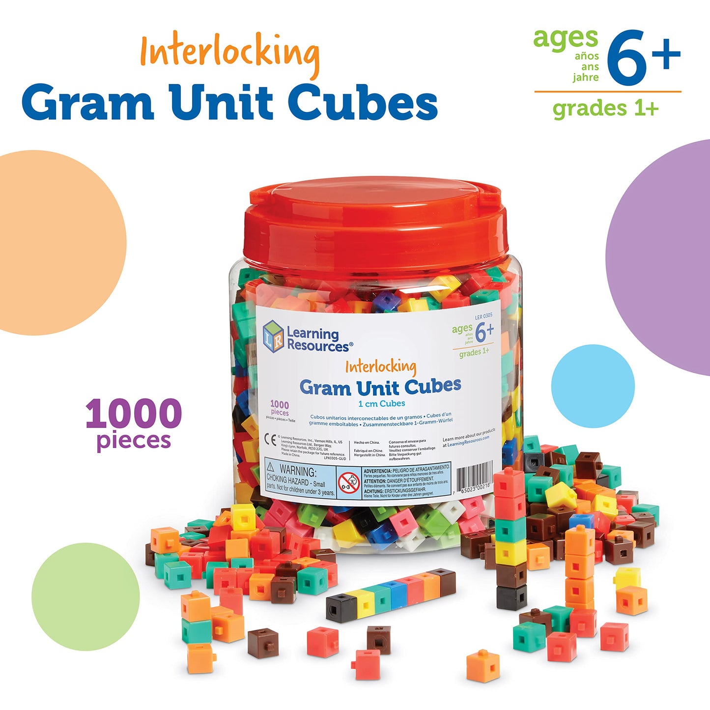 Learning Resources LER0305 Interlocking Gram Unit Cubes