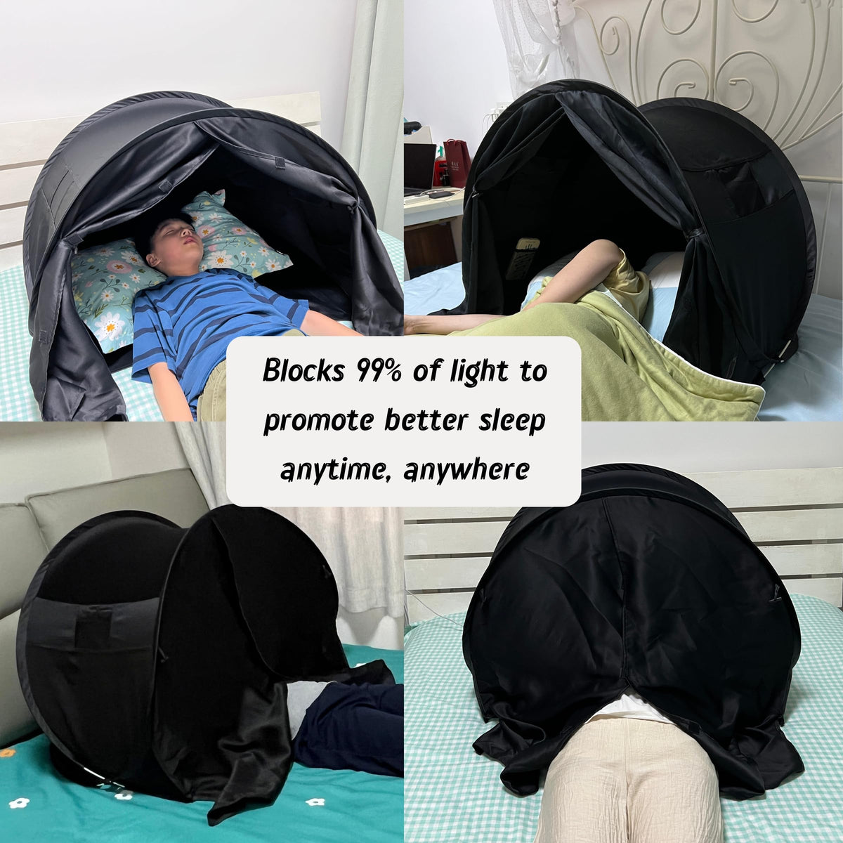 Compact Blackout Bed Tent for Deep Sleep - Light-Blocking Luxury Sleep Den Tent - Blackout Canopy to Improve Sleep Anytime, Anywhere - Perfect for Nightshift, Dorms, Travel, Naps and Relaxation