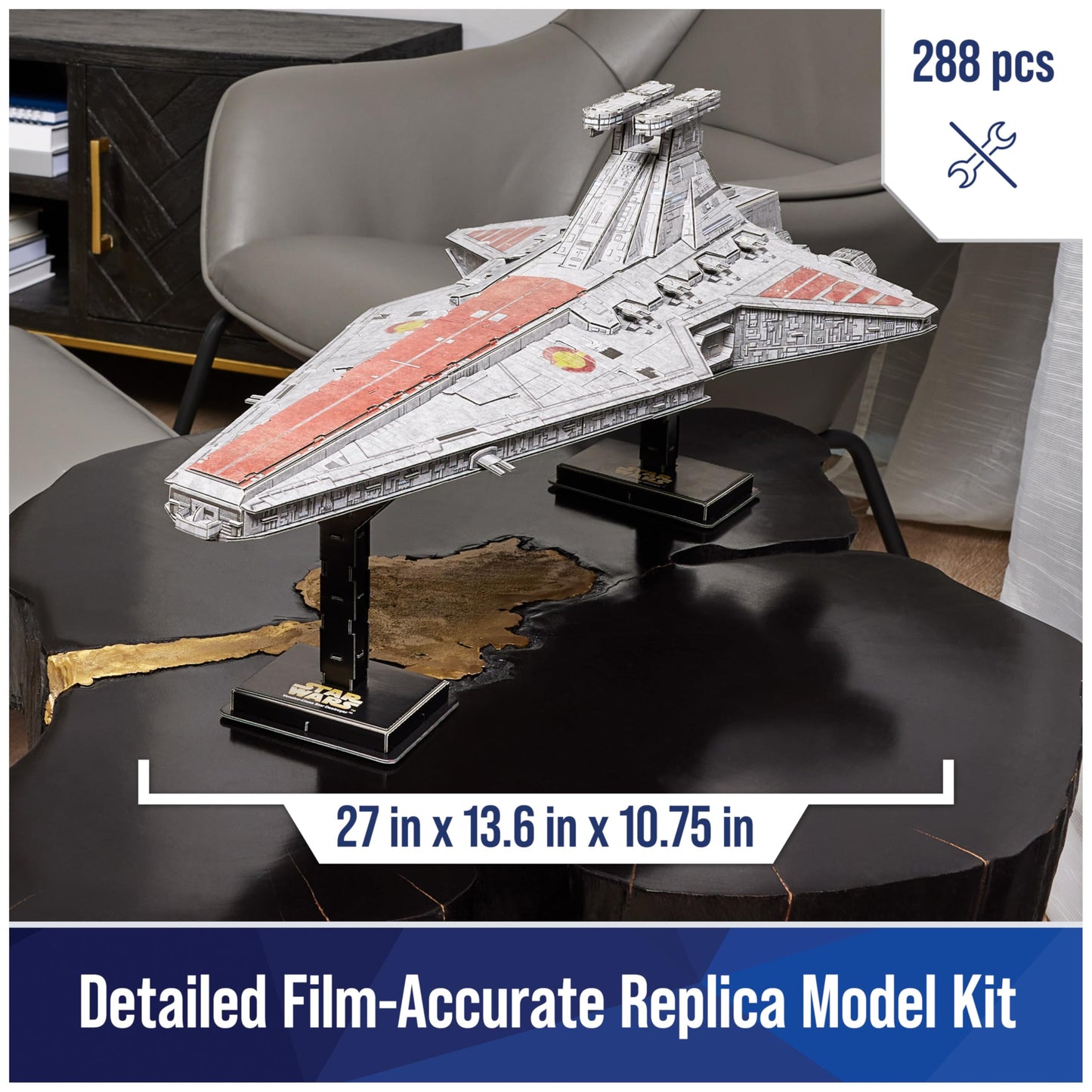 4D Build Star Wars Deluxe Venator-Class Star Destroyer 3D Model Kit, Star Wars Collectibles & Desk Decor, Adult Puzzle, Building Toys, 288 Pieces, 3D Puzzles, Gift Ideas for Ages 12 & Up