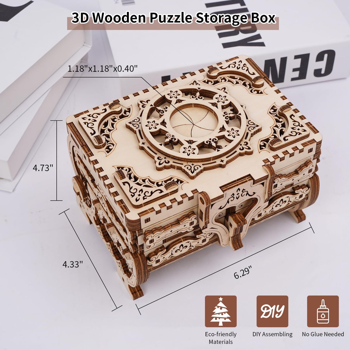 Hallisun 3D Wooden Puzzle Box for Adults, DIY Mechanical Wood Model Kits Jewelry Keepsakes Storage Box with Music, Creative Wood Craft Gift on Birthday Christmas Valentine's Day, Decoration Home Decor