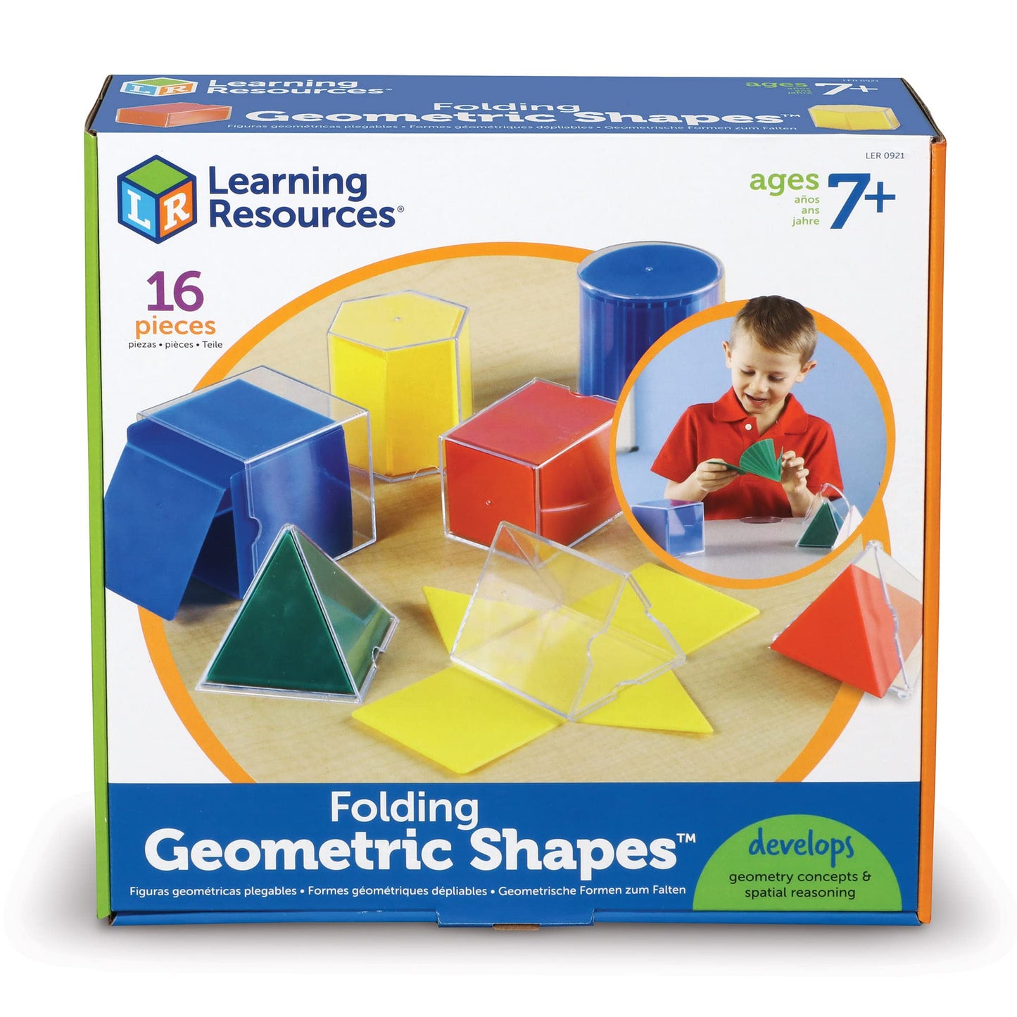 Learning Resources Folding Geometric Shapes, Geometry Accessories, Teacher Aids, Math Helper, 16-Piece Set, Ages 7+, Multi-color