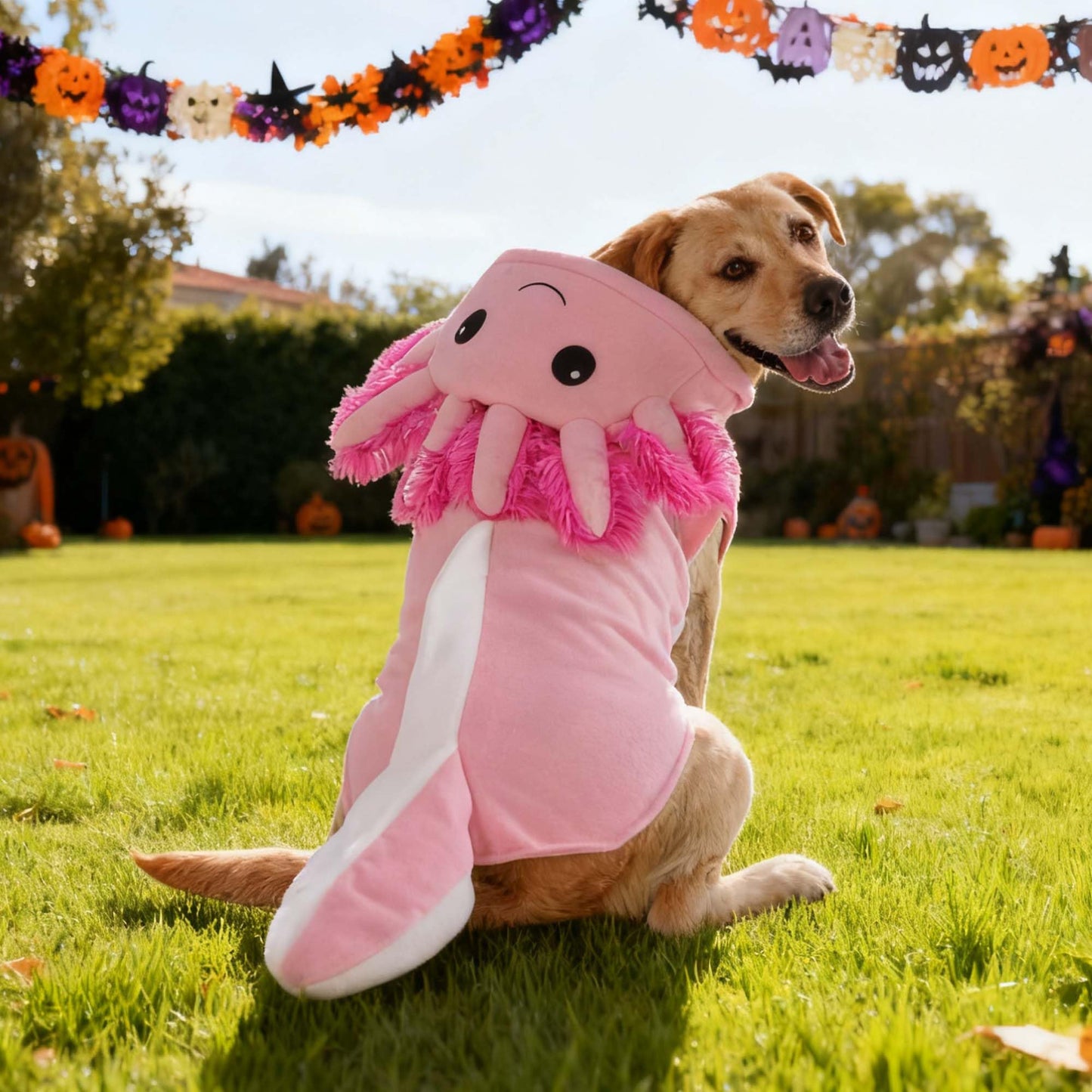 FLAdorepet Axolotl Dog Costume,Pet Halloween Animal Fish Costume Outfits for Medium Large Dogs,Winter Puppy Hoodie Pajamas Funny Clothes for Great Dane Labrador Bulldog,7XL