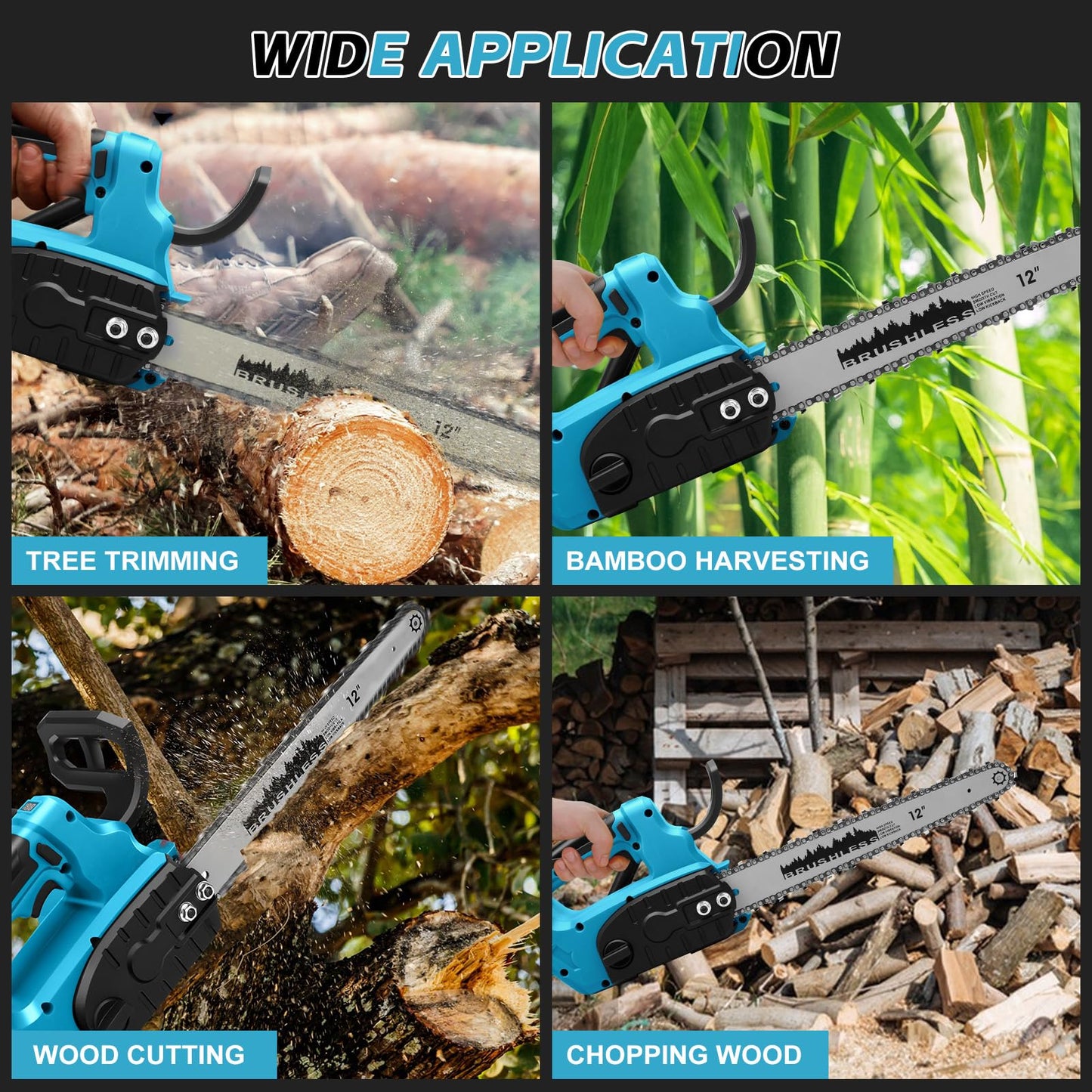 Cordless Chainsaw for Makita 18V Battery, 12 Inch / 10 Inch 2 in 1 Mini Chainsaw with Security Lock, 1100W Handheld Electric Chainsaw for Wood Cutting, Tree Trimming (No Battery)