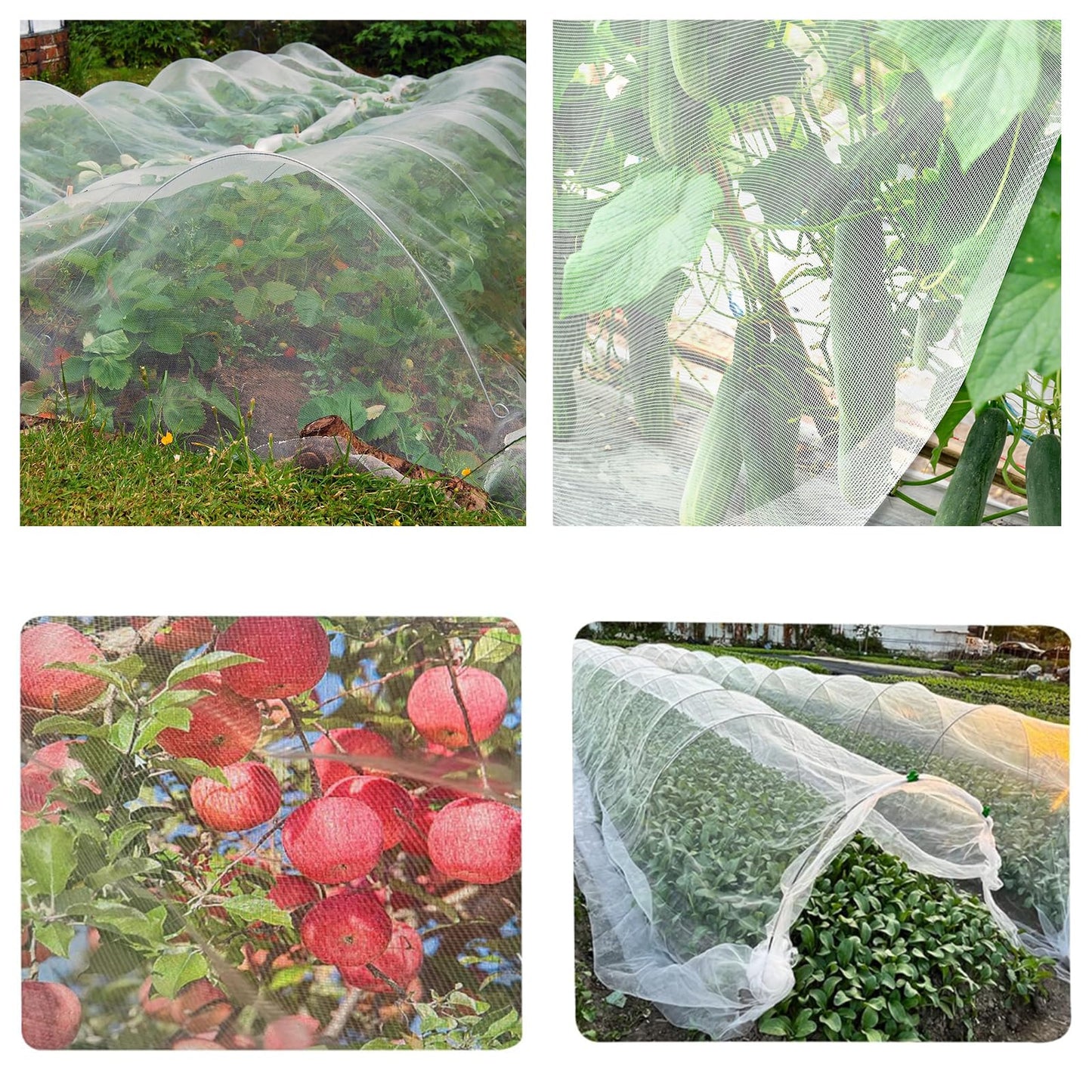 10X50FT Heavy Duty Garden Mesh Netting with Reinforced Double-Layer Edges, 40g/㎡ Ultra Fine Plant Cover for Anti Mosquito and Birds, Insect Mesh Barrier for Vegetables Plants Fruits Flowers (3X15M)