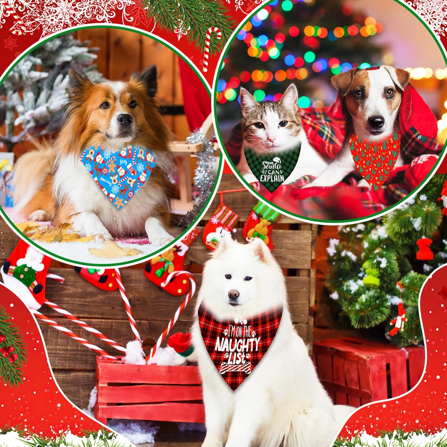 30 Pcs Christmas Dog Bandanas Bulk Adjustable Triangle Dog Scarves Bibs Xmas Puppy Bandanas Pet Neckerchief Washable Holiday Dog Bandana for Christmas Party Small Medium Large Dog Pet Grooming