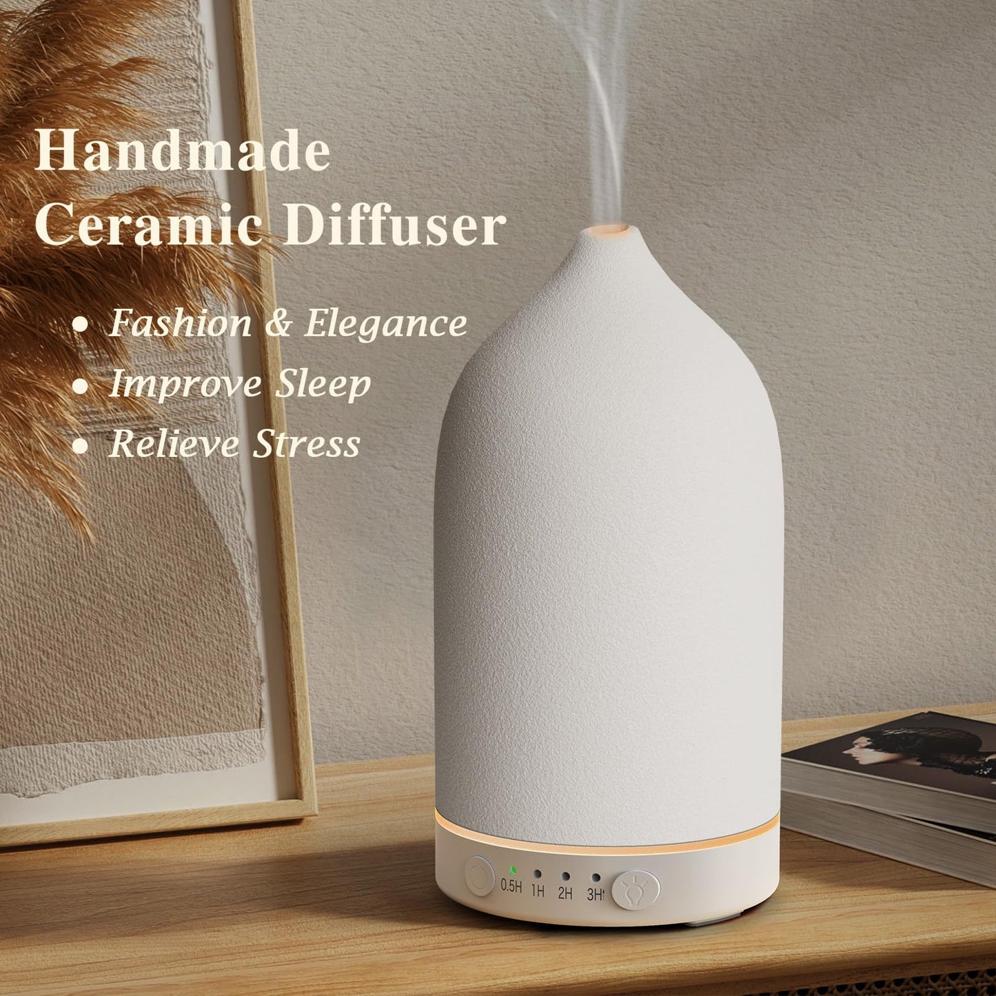 Diffuserlove Ceramic Diffuser 160ml Essential Oil Diffusers Aromatherapy Essential Oil Diffuser for Room Air Diffuser for Home Bedroom Stone Diffuser