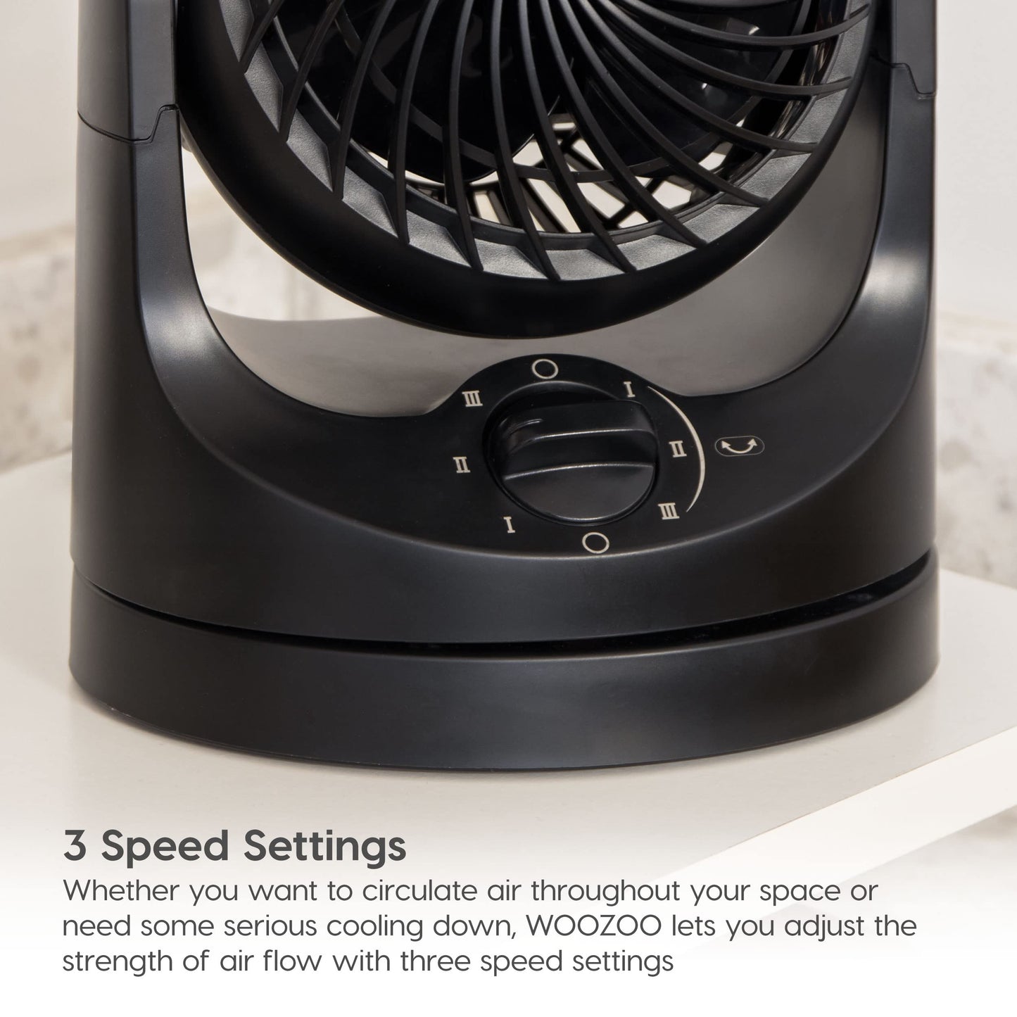 IRIS USA WOOZOO Desk Fan, Oscillating Table Air Circulator, 3 Speeds, 32ft Max Air Distance, 112° Adjustable Tilt, 27.5db Low Noise Motor, Small Fan for Bedroom, Office, Dorm, Black