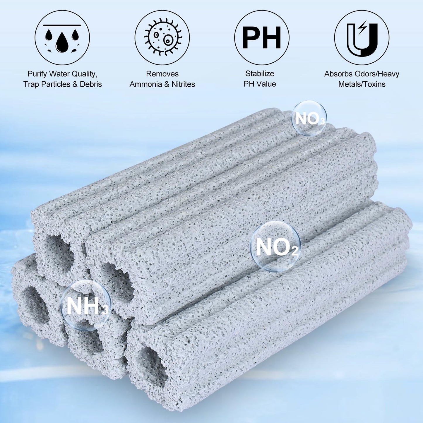 RealPlus Ceramic Bio Filter Media for Aquarium Sump Canister Pond Fish Tank, Vast Surface Area (6.2" Length / 90pcs)