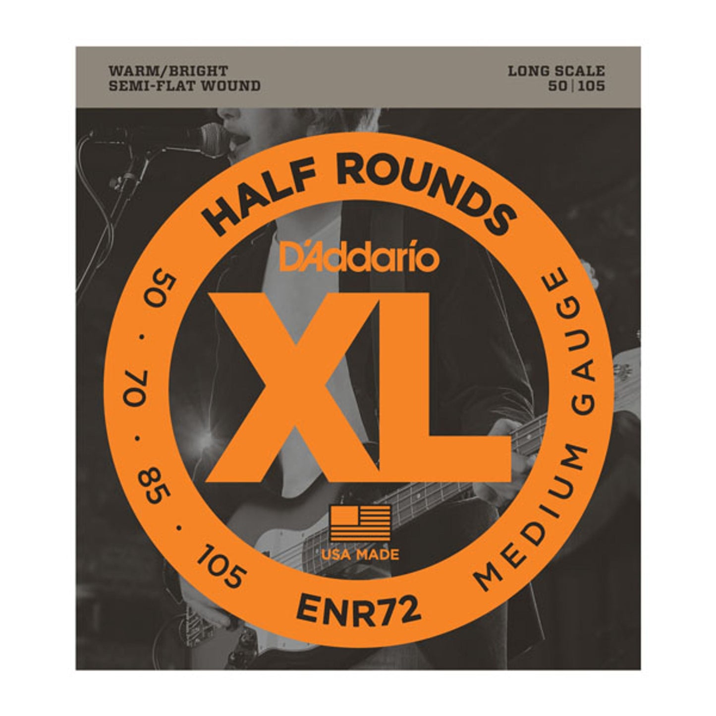 D'Addario ENR72 Half Rounds Bass Guitar Strings - Medium 50-105, Long Scale