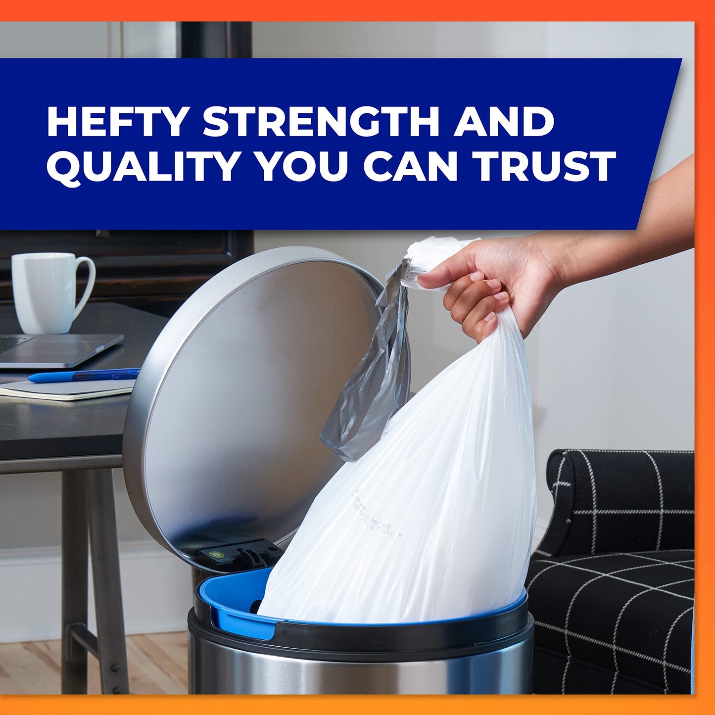 Hefty Made to Fit Trash Bags, Fits simplehuman Size G (8 Gallons), 100 Count (5 Pouches of 20 Bags Each)