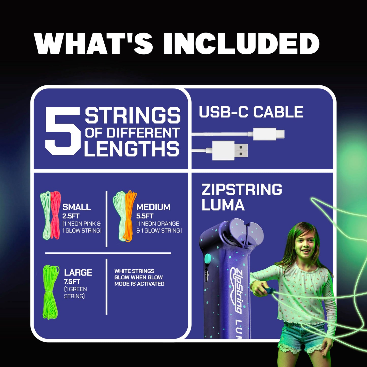 ZipString Luma - The Patented Glow-in-The-Dark Toy That Flies a Loop of String, Creates Endless Shapes and Tricks. Built-in LED for Glowing Fun. Perfect STEM Gift for Kids & Adults. Wonderment Awaits