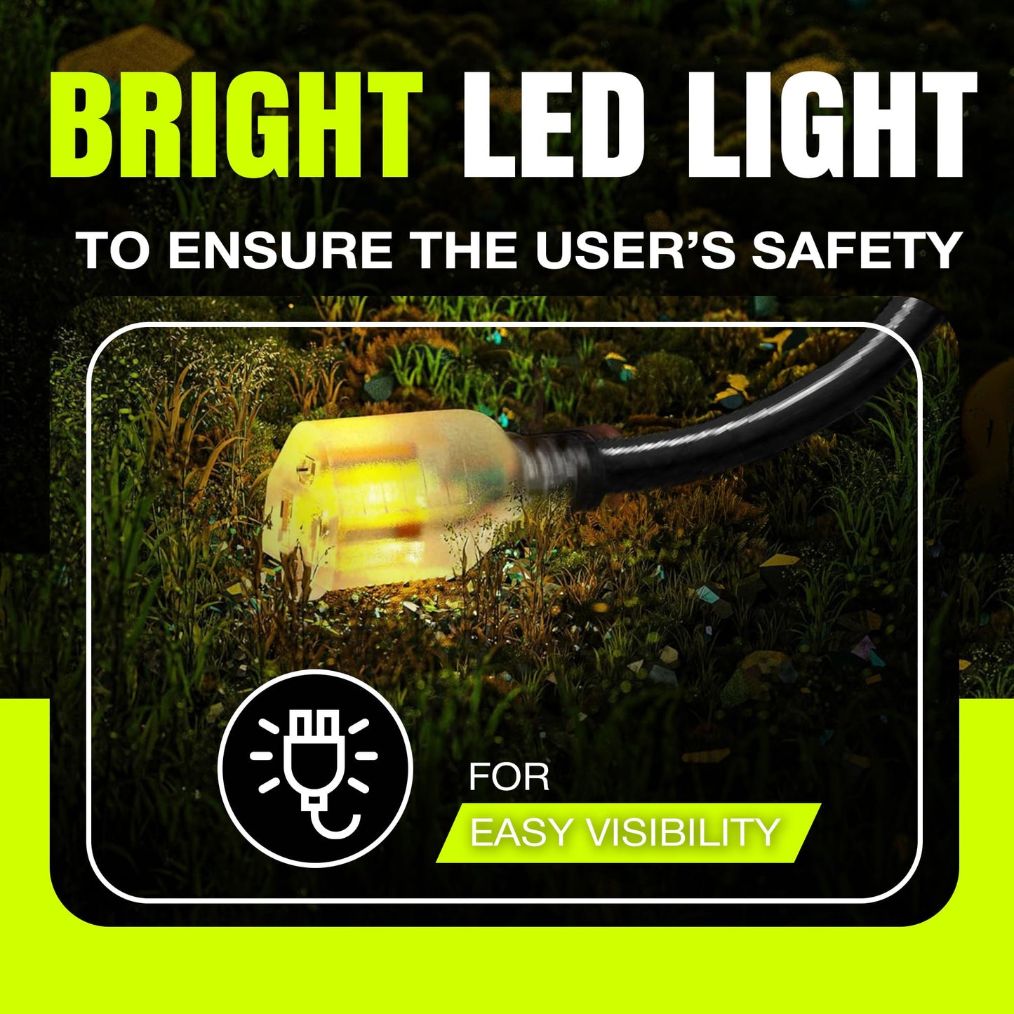 50ft Outdoor/Indoor Extension Cord 14/3 Gauge Heavy Duty 3 Prong SJTW, Waterproof, Flexible Cold-Resistant Long Power Cord,15A 125V 1875W, Black by LifeSupplyUSA