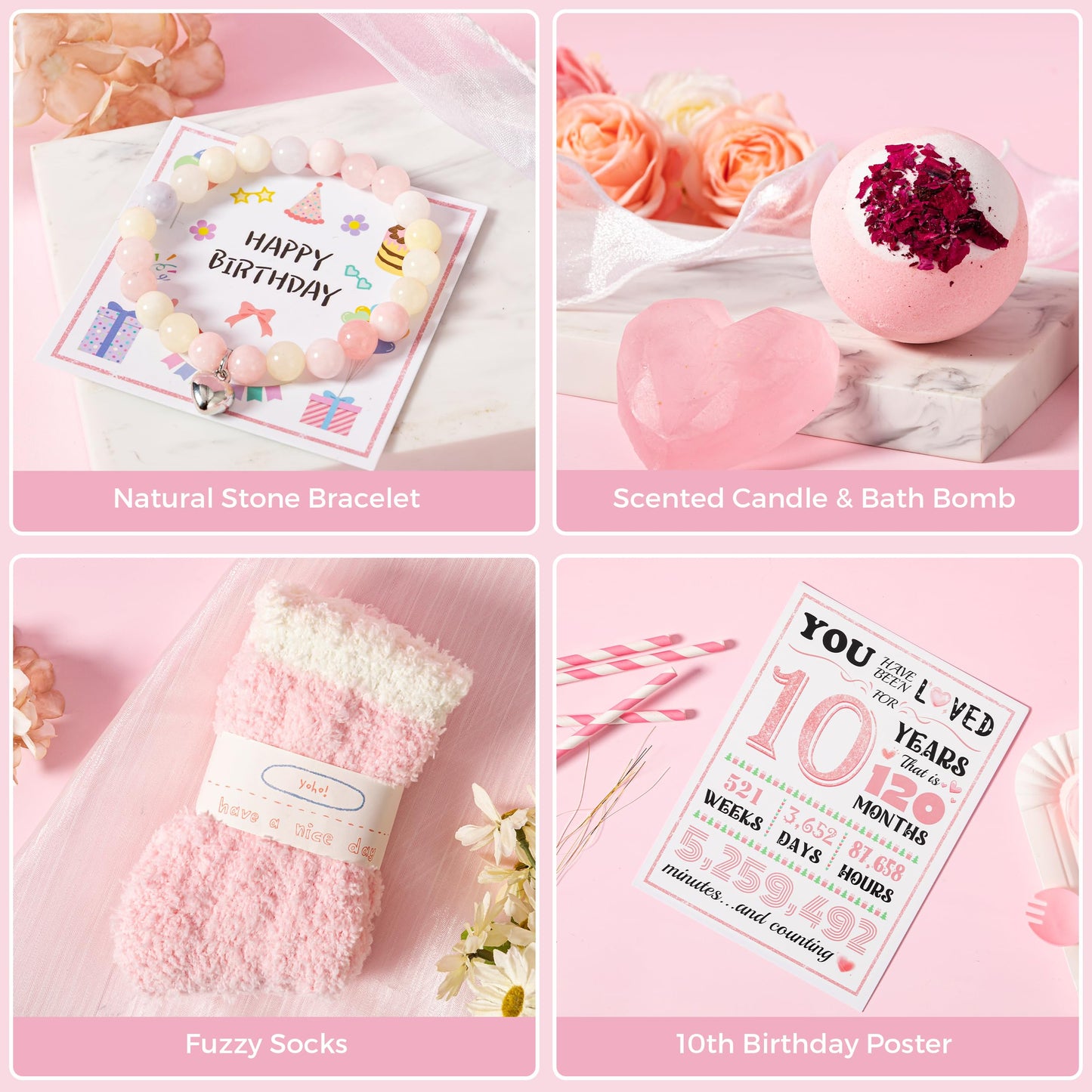 10th Birthday Gifts for Girls,Happy 10th Birthday Gift Ideas Set for Her,Cute Unique Turning to 10 Year Old BD Bdy Basket Presents Box for Niece,Best Friend, Sister, Daughter,Bestie