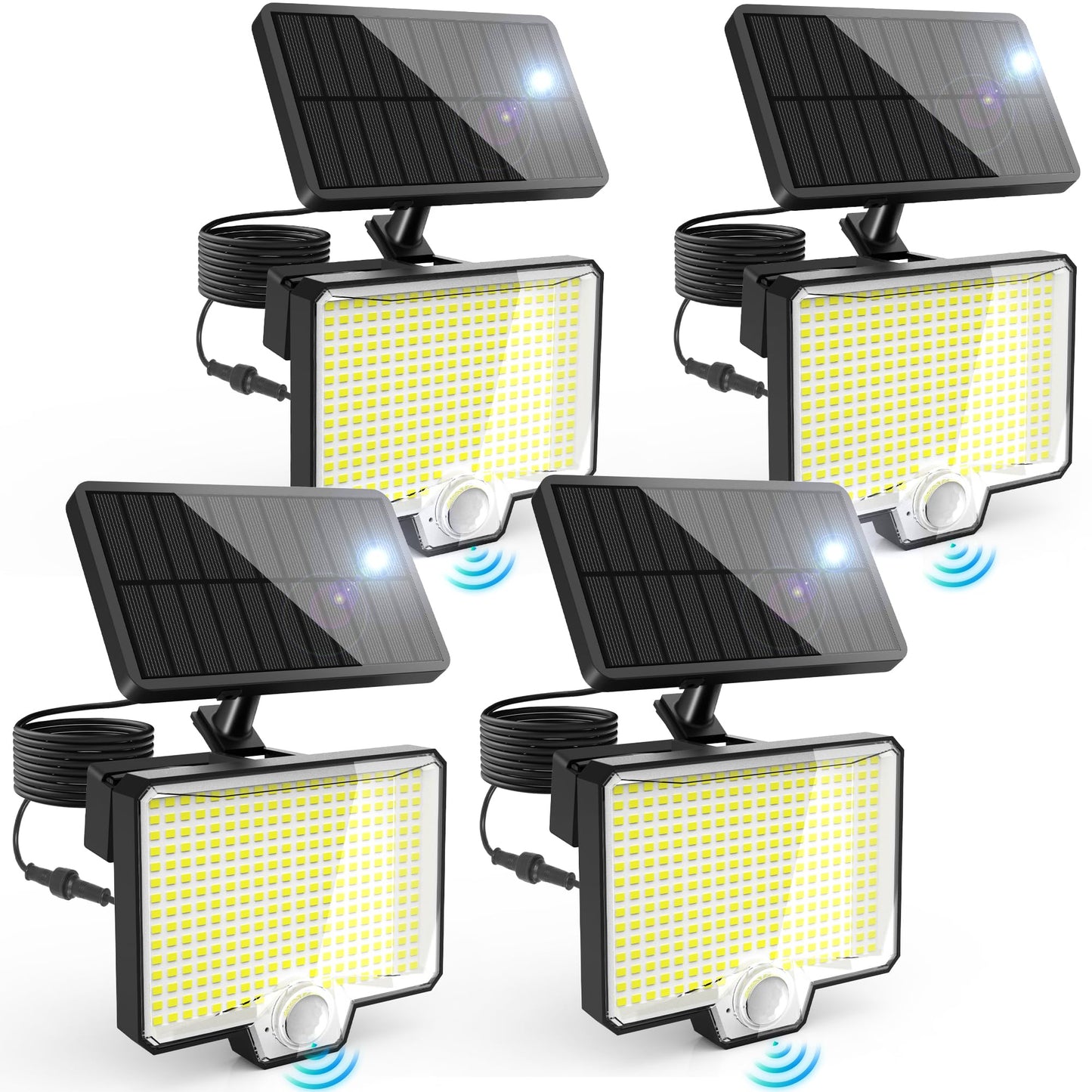 AUDERWIN 294 LED 3 Modes Solar Motion Sensor Outdoor Lights, 2600Lm Solar Flood Lights, IP67 Waterproof Dusk to Dawn Outside Solar Powered Security Spot Lights for Porch Patio Yard Garage Fence