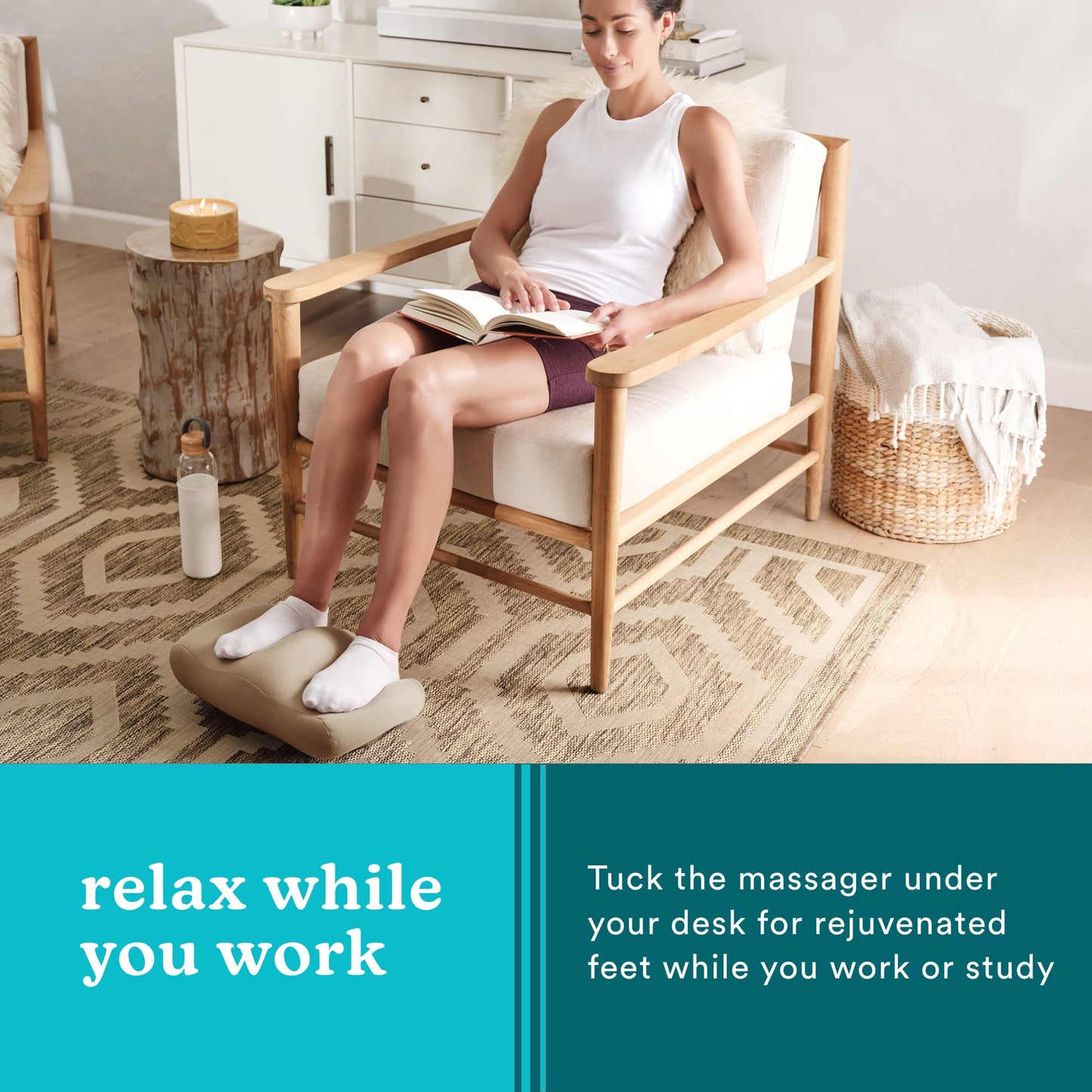 Homedics Comfy Footrest Massager, Soothes Tired Feet and Toes, Invigorating Vibrations, Beanbag-Style Cushion, Soft Pedestal, Total-Foot Relaxation, One-Switch Controls, for Home or Office