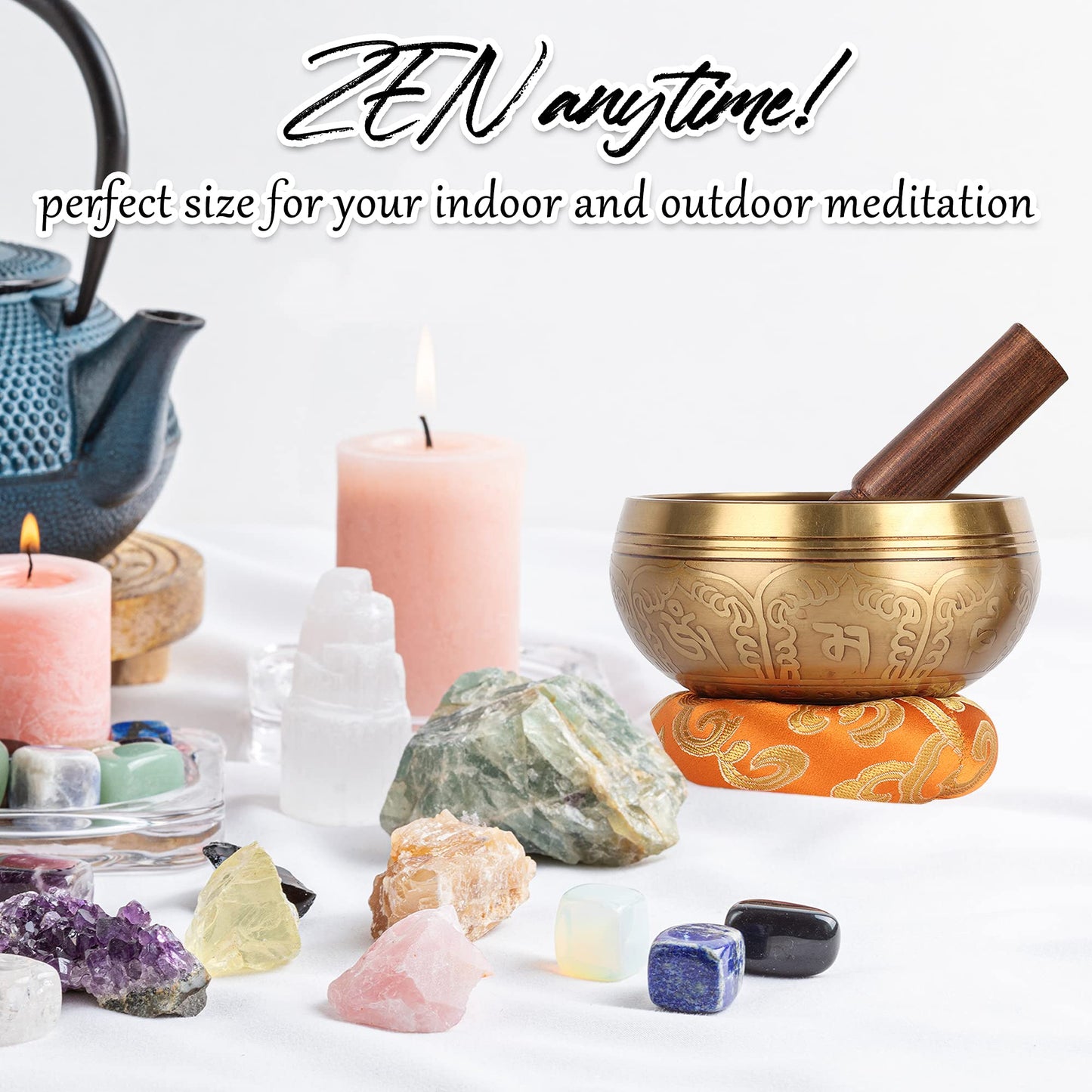 Tibetan Singing Bowl Set – Authentic Hand-Tuned Sound Bowl for Meditation – Complete Meditation Bowl Kit, Tibetan Bell for Yoga, Relaxation, & Sound Healing, Unique Gifts for Women, Men