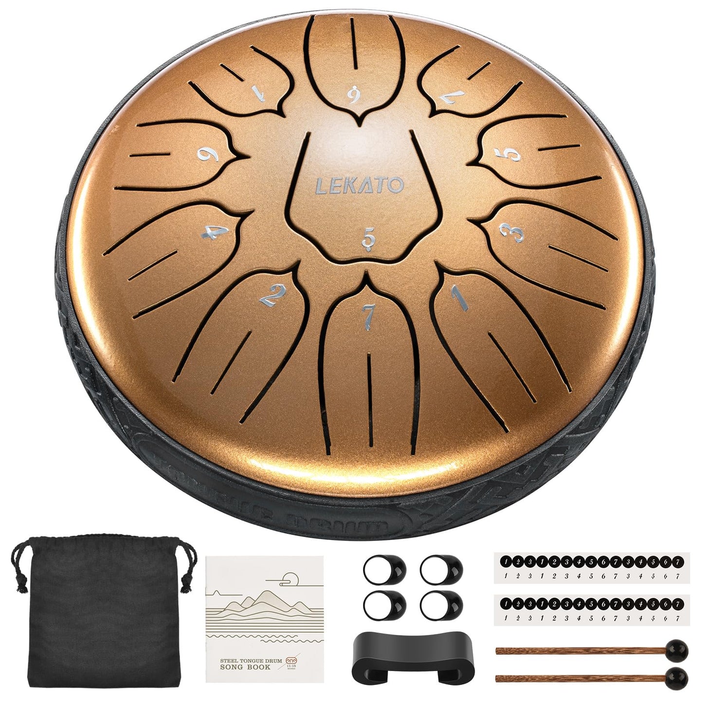 Steel Tongue Drum 6 Inch 11 Notes, LEKATO Steel Alloy Drum D Major Beginner Drum Percussion for Children Musical Education Zen Meditation Yoga, Christmas Gift for Adult& Kids