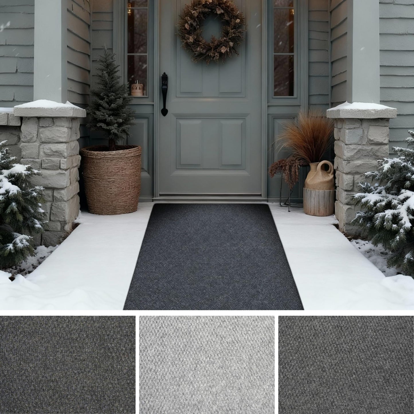 iCustomRug Hallway Runner Rug – 3x12ft Black, Indoor/Outdoor, Non-Slip Rubber Backing, Low-Profile All-Weather Carpet, Non-Shedding & Easy Care, Entryway Mat Ideal for High Traffic Areas