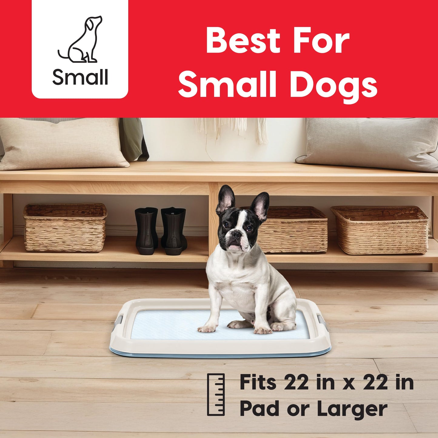 IRIS USA Pee Pad Holder for Small Sized Dog and Puppy Pee Pads, Secured Latches, Non-Skid Feet, High Polish Finish for Easy Cleaning, Leak Protection, Fits 43x58 cm Pad, Blue