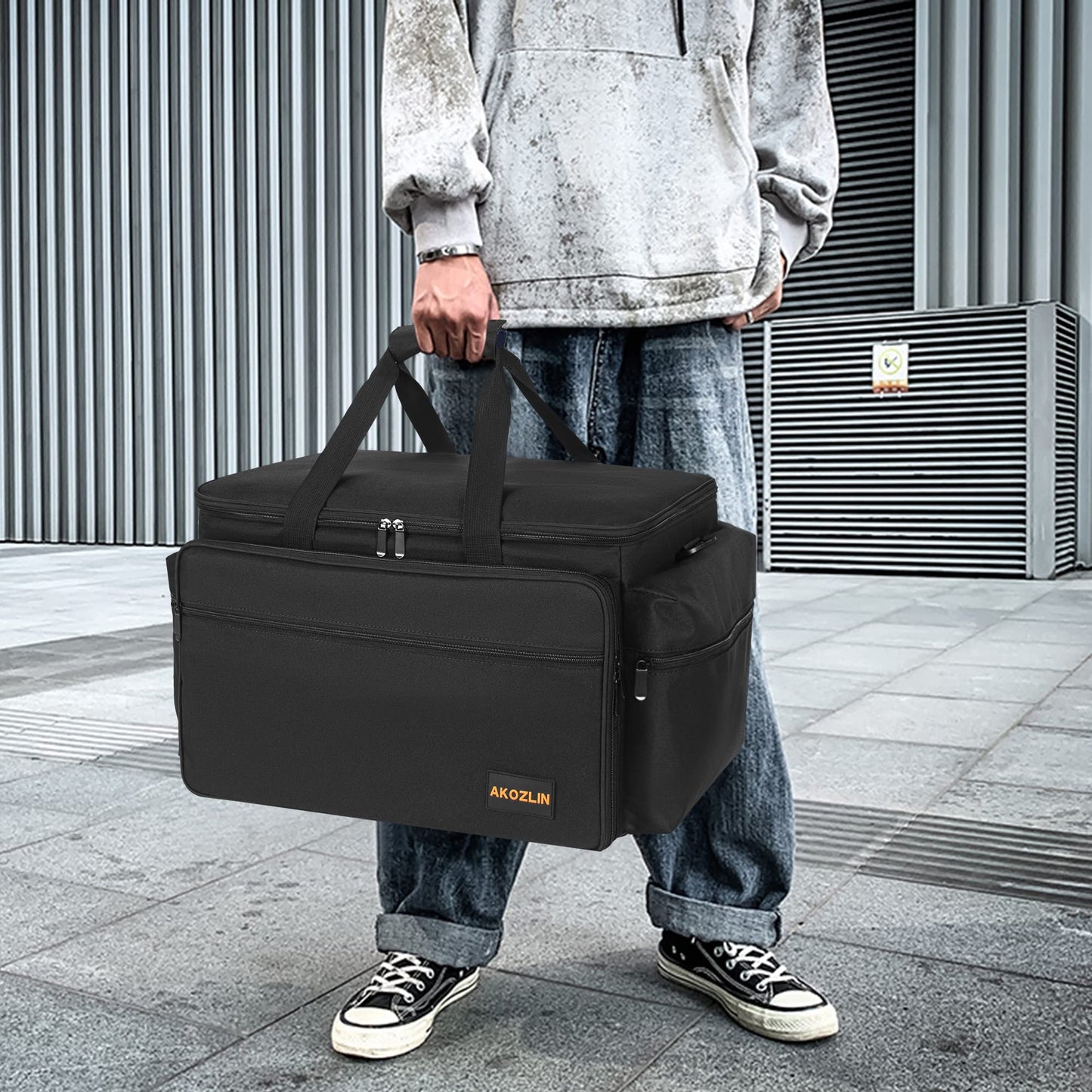 AKOZLIN DJ Cable File Bag with 10 Detachable Dividers and Bottom Cable Bags for Musicians Travel Gig Bag for 15.6" Laptop,Professional DJ Gear, Sound Instrument and Music Equipment Accessories,Large